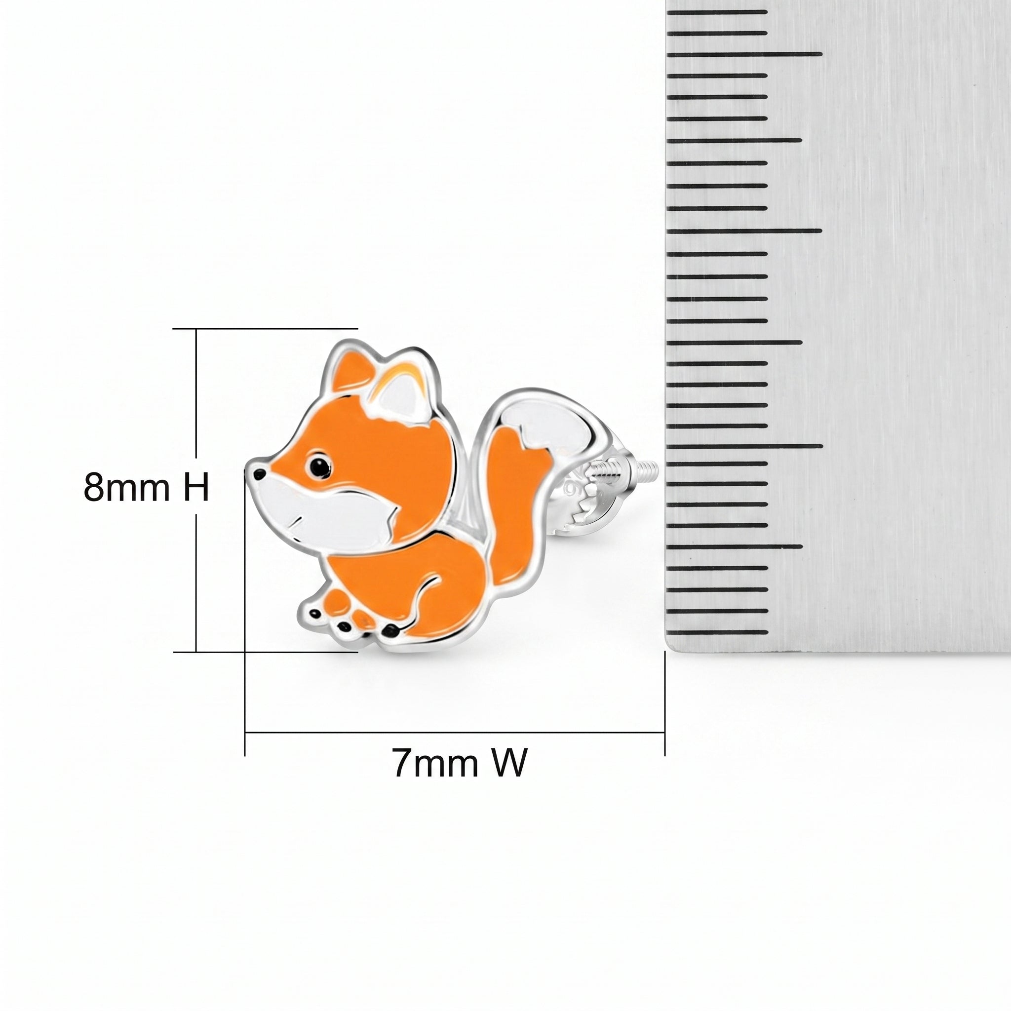Melchior Jewellery sterling silver fox screw back earrings for children, secure fit for everyday wear