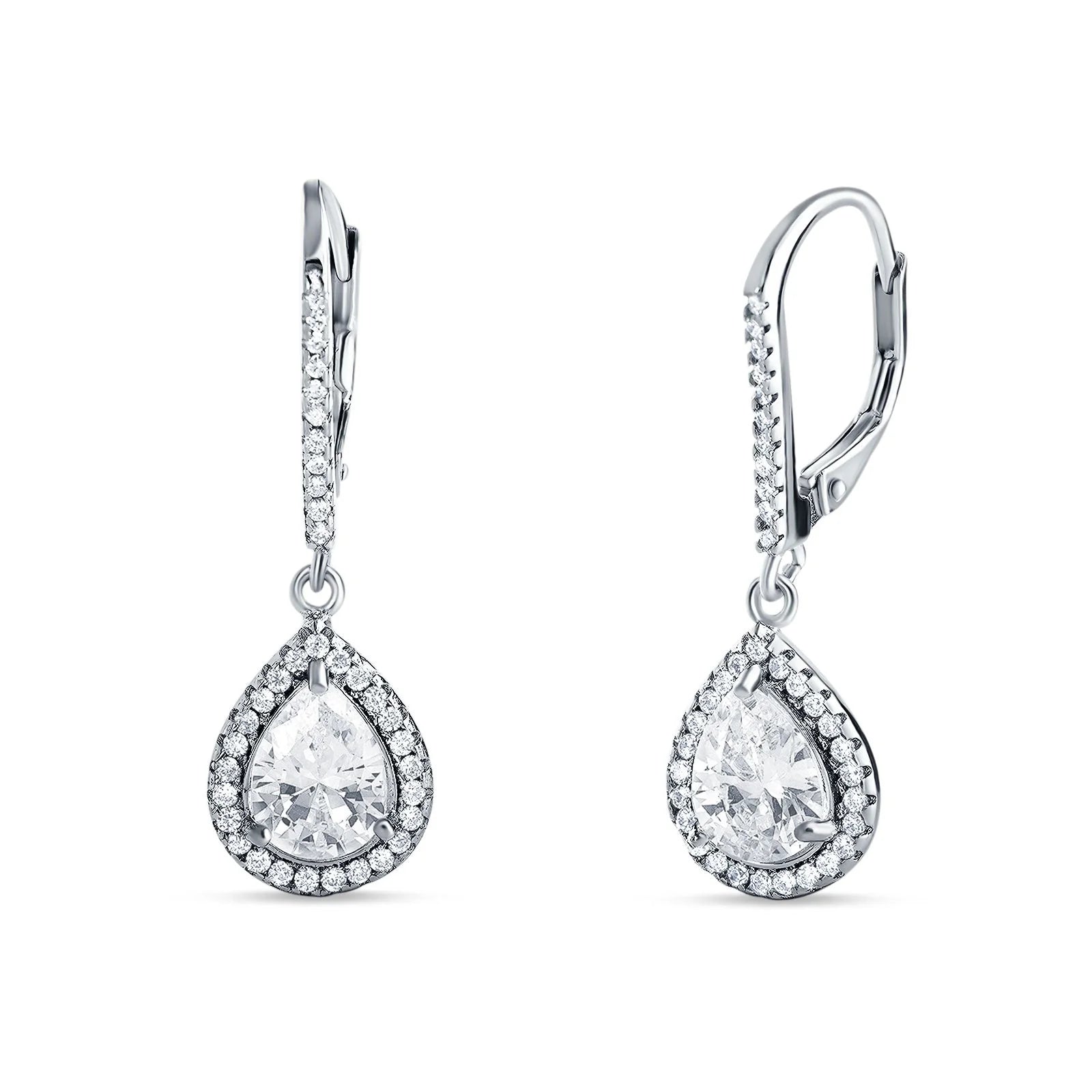 Sterling Silver white Pear teardrop zirconia Earrings - Melchior Jewellery