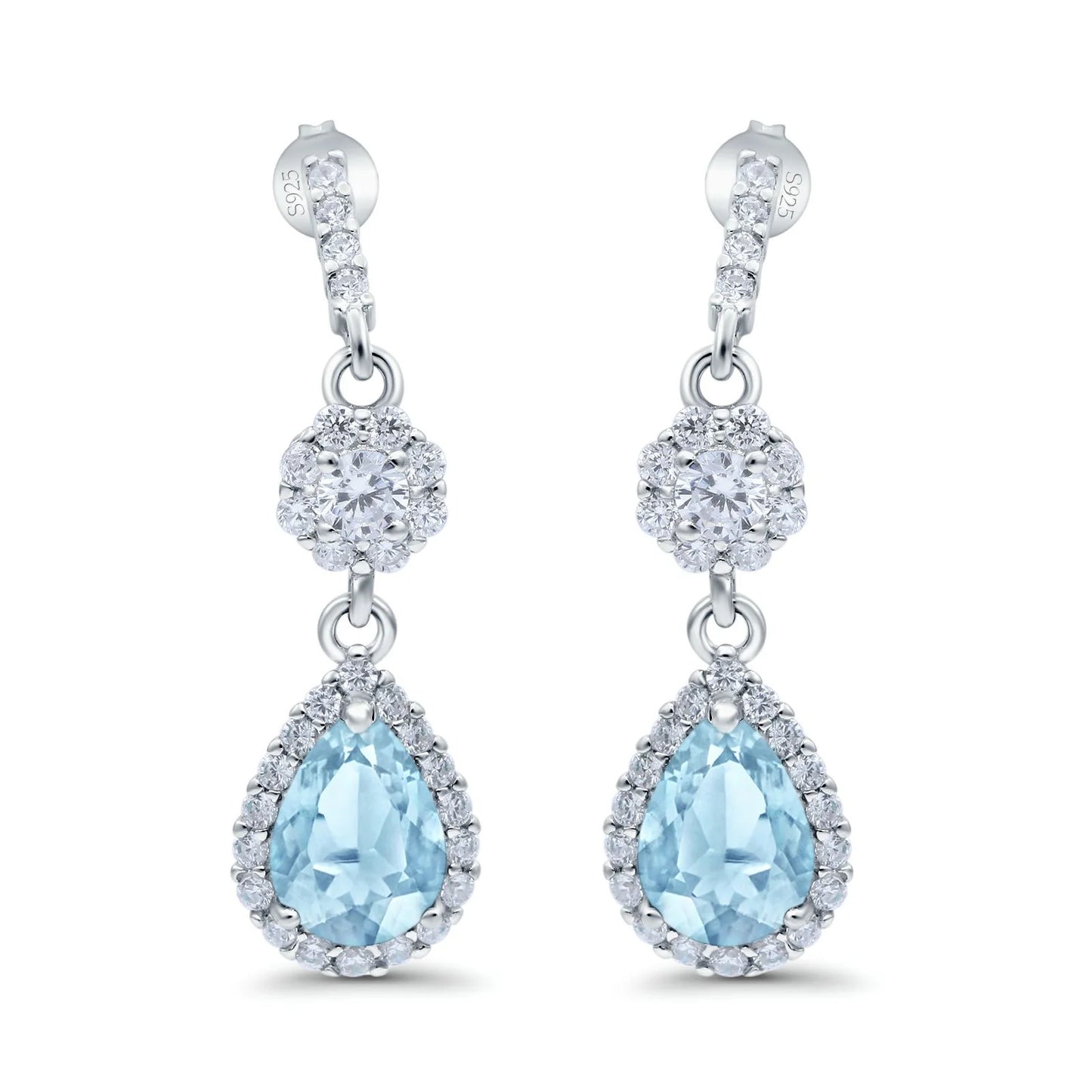 Sterling Silver Aquamarine Teardrop Earrings - Melchior Jewellery