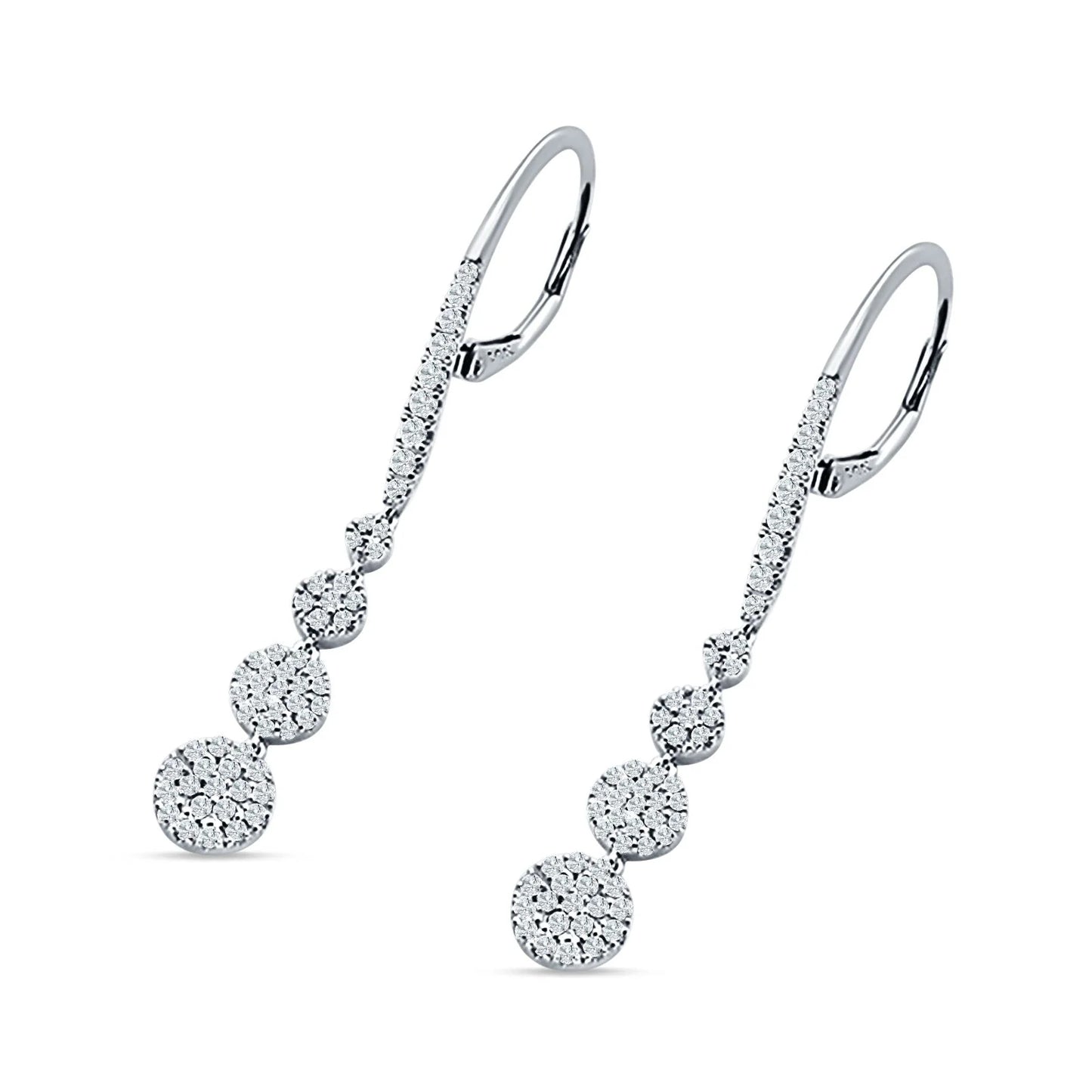 Sterling Silver Leverback Graduated Circles Cubic Zirconia Earrings - Melchior Jewellery