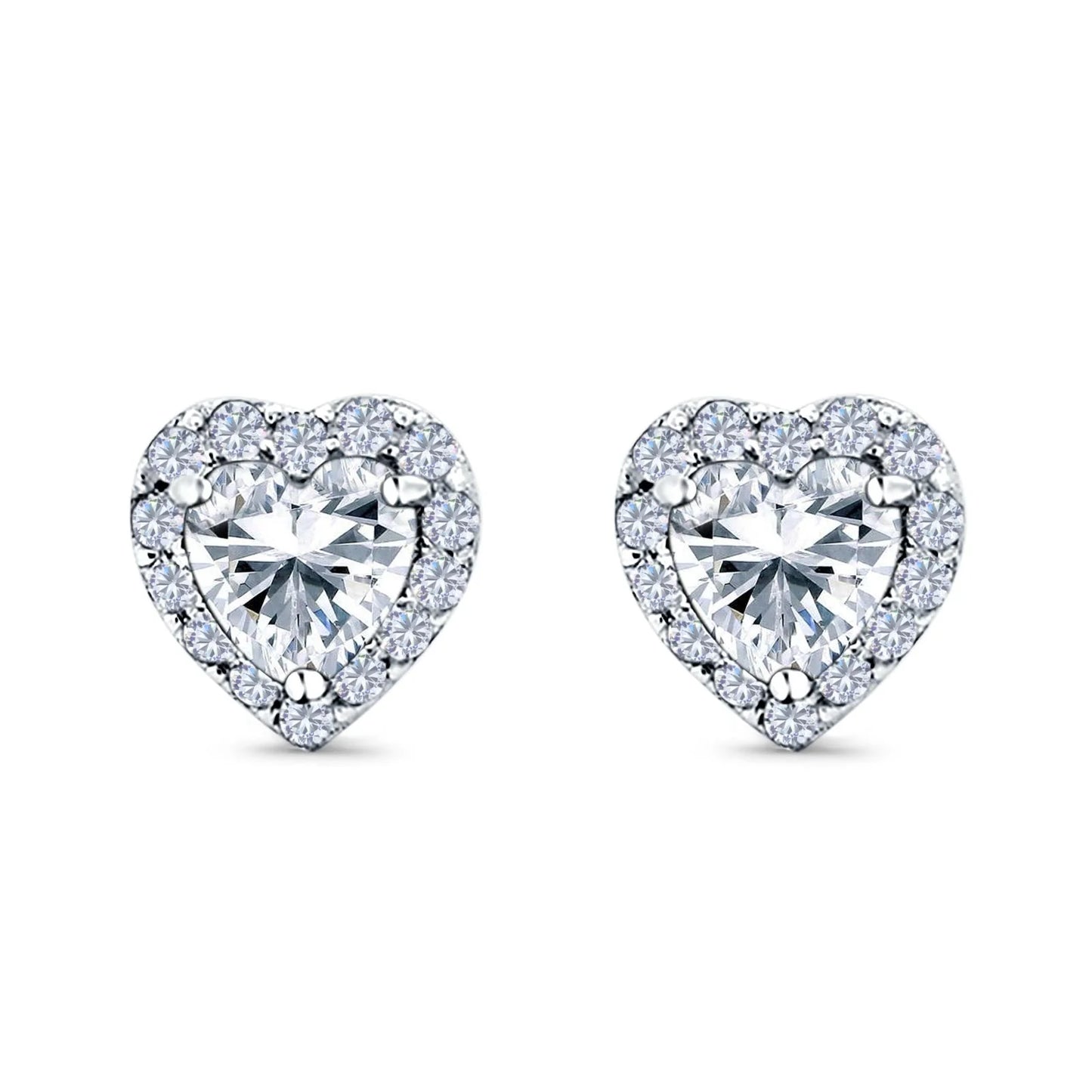 Sterling Silver Heart Shape Clear CZ Earrings - Melchior Jewellery