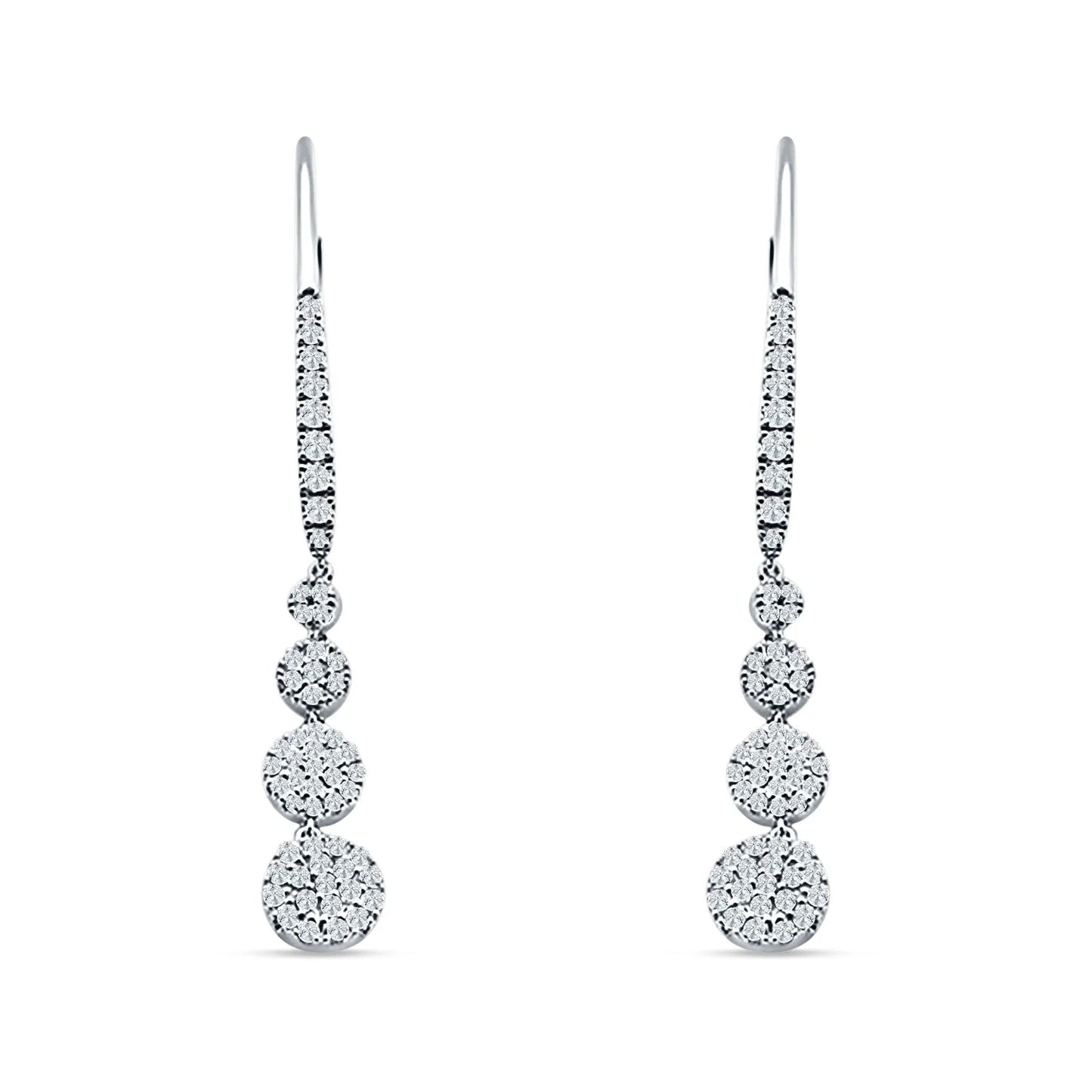 Sterling Silver Leverback Graduated Circles Cubic Zirconia Earrings - Melchior Jewellery