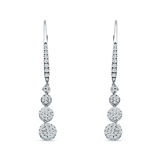 Sterling Silver Leverback Graduated Circles Cubic Zirconia Earrings - Melchior Jewellery