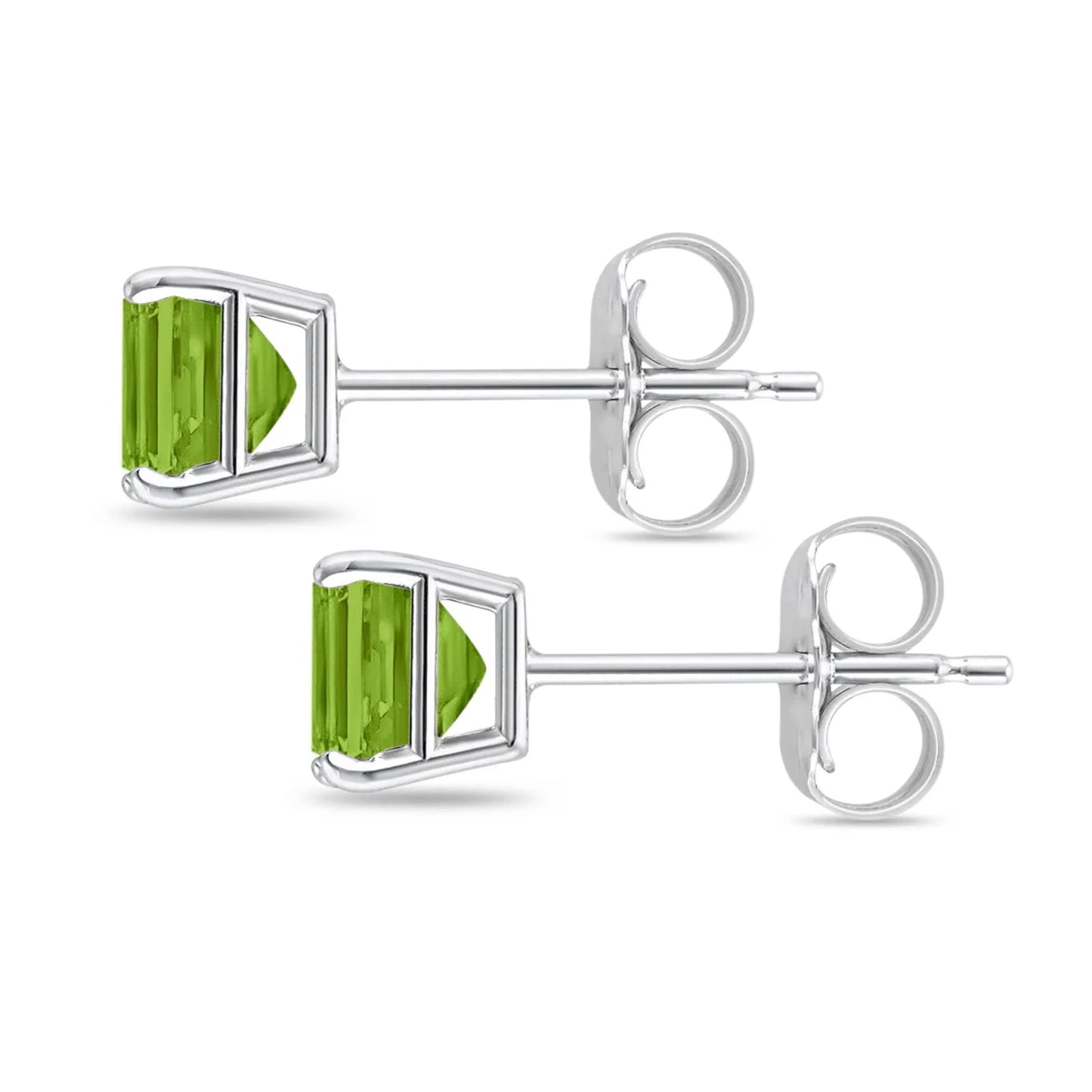 Sterling Silver Solitaire Cushion CZ Peridot Stud Earrings - Melchior Jewellery