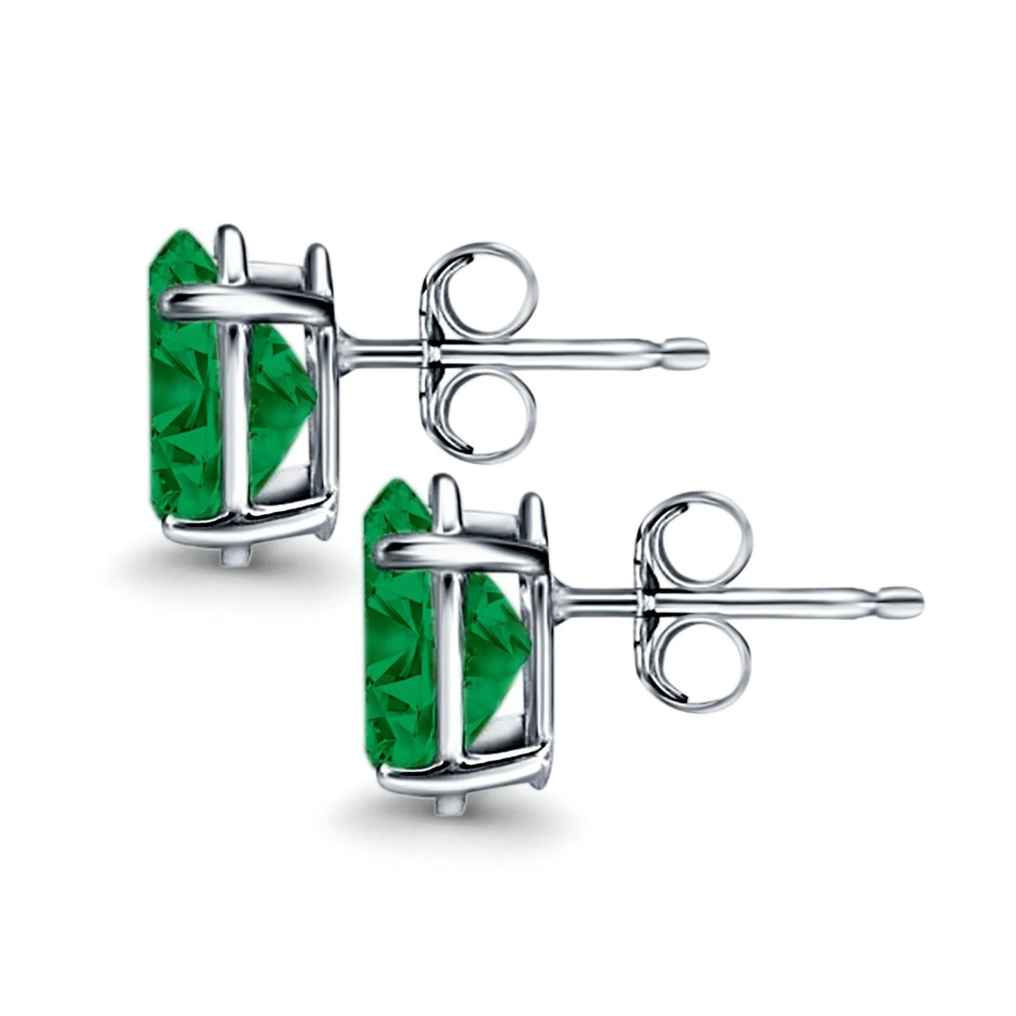 Sterling Silver Emerald Oval Stud Earrings