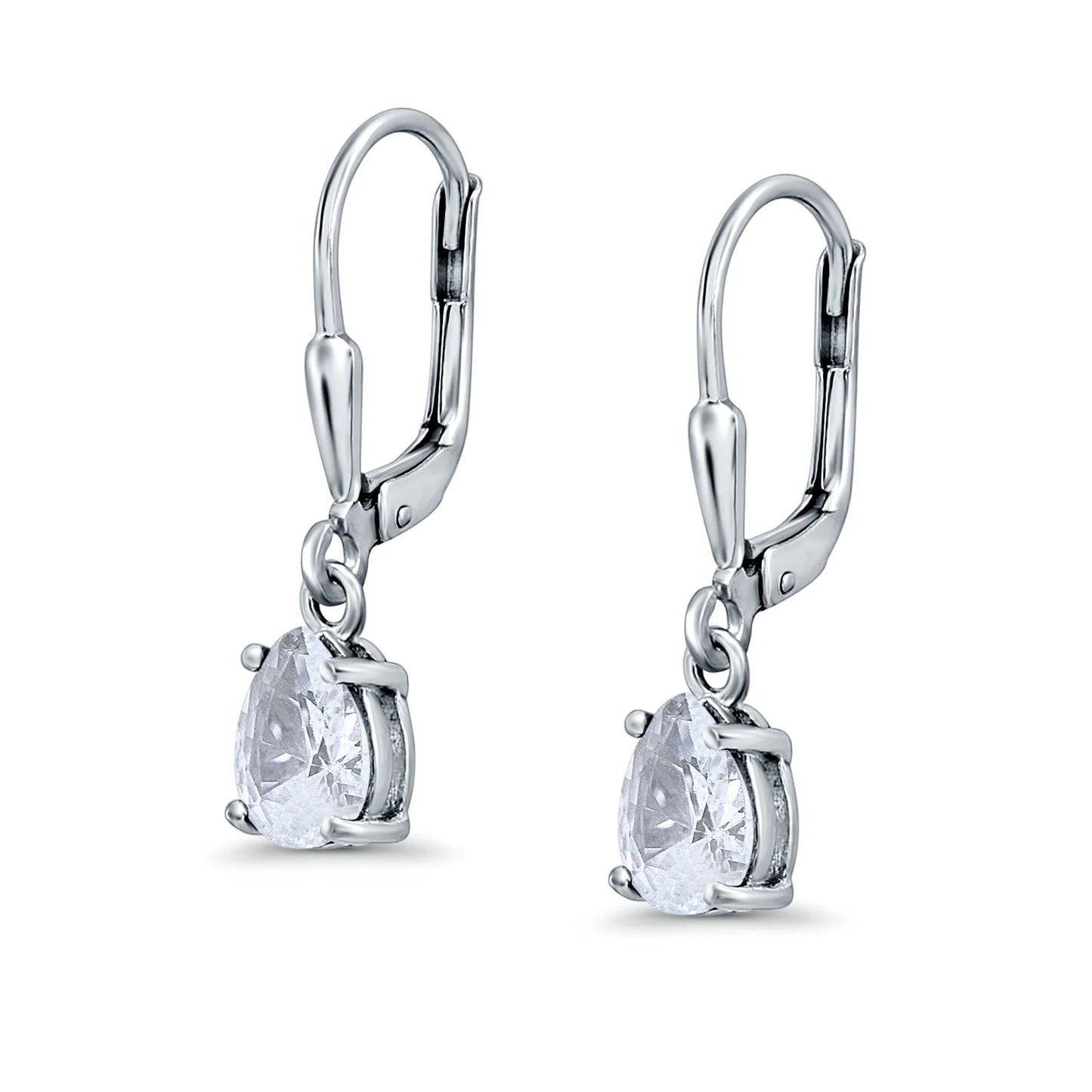 Sterling Silver Pear Shape CZ Leverback Drop Earrings - Melchior Jewellery