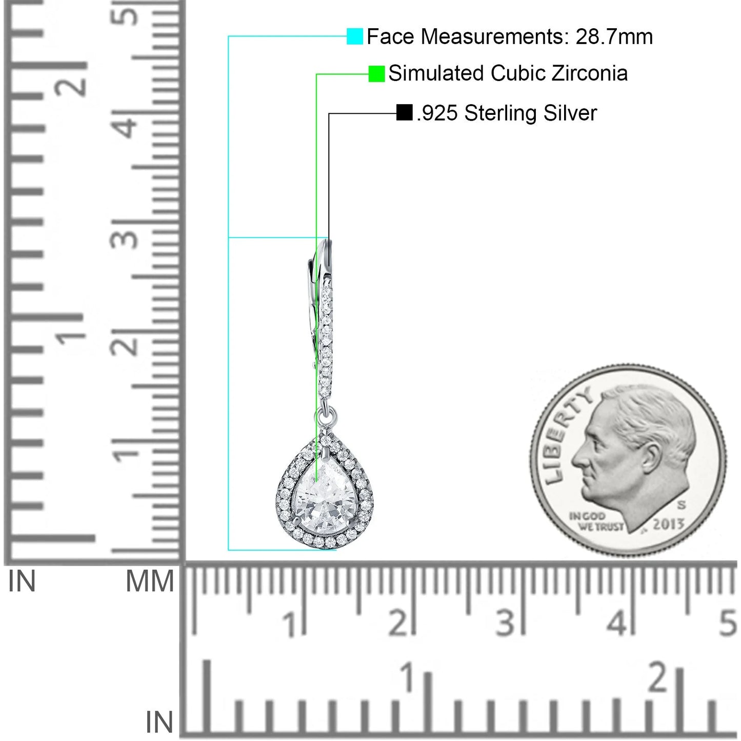 Sterling Silver white Pear teardrop zirconia Earrings - Melchior Jewellery