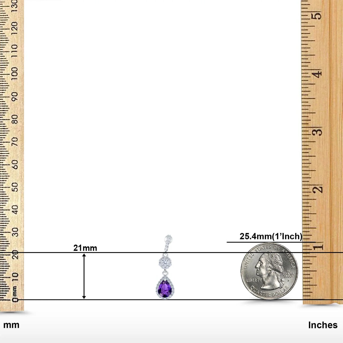 Sterling Silver Amethyst Teardrop Lever Back Earrings