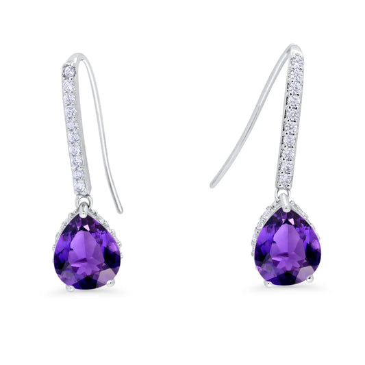 Sterling Silver Amethyst Teardrop Silver Earrings - Melchior Jewellery