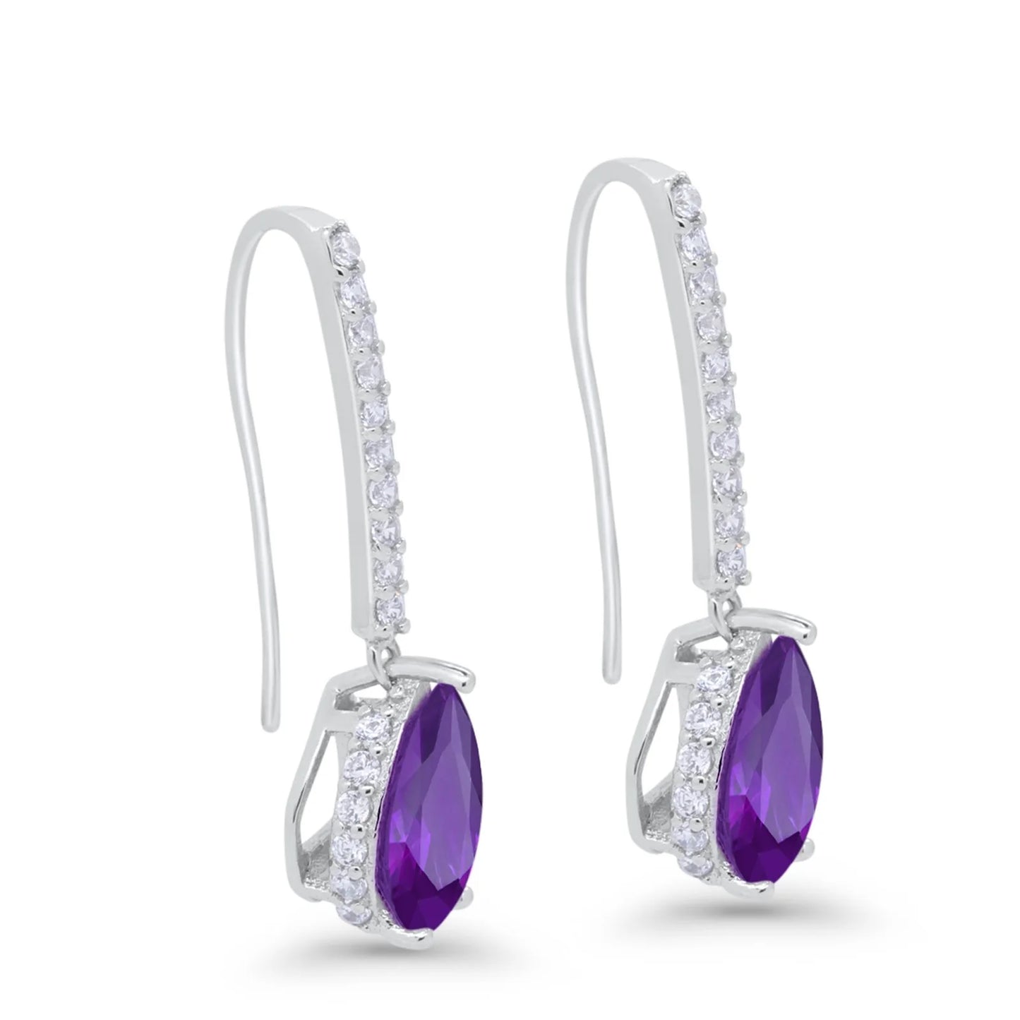 Sterling Silver Amethyst Teardrop Silver Earrings - Melchior Jewellery