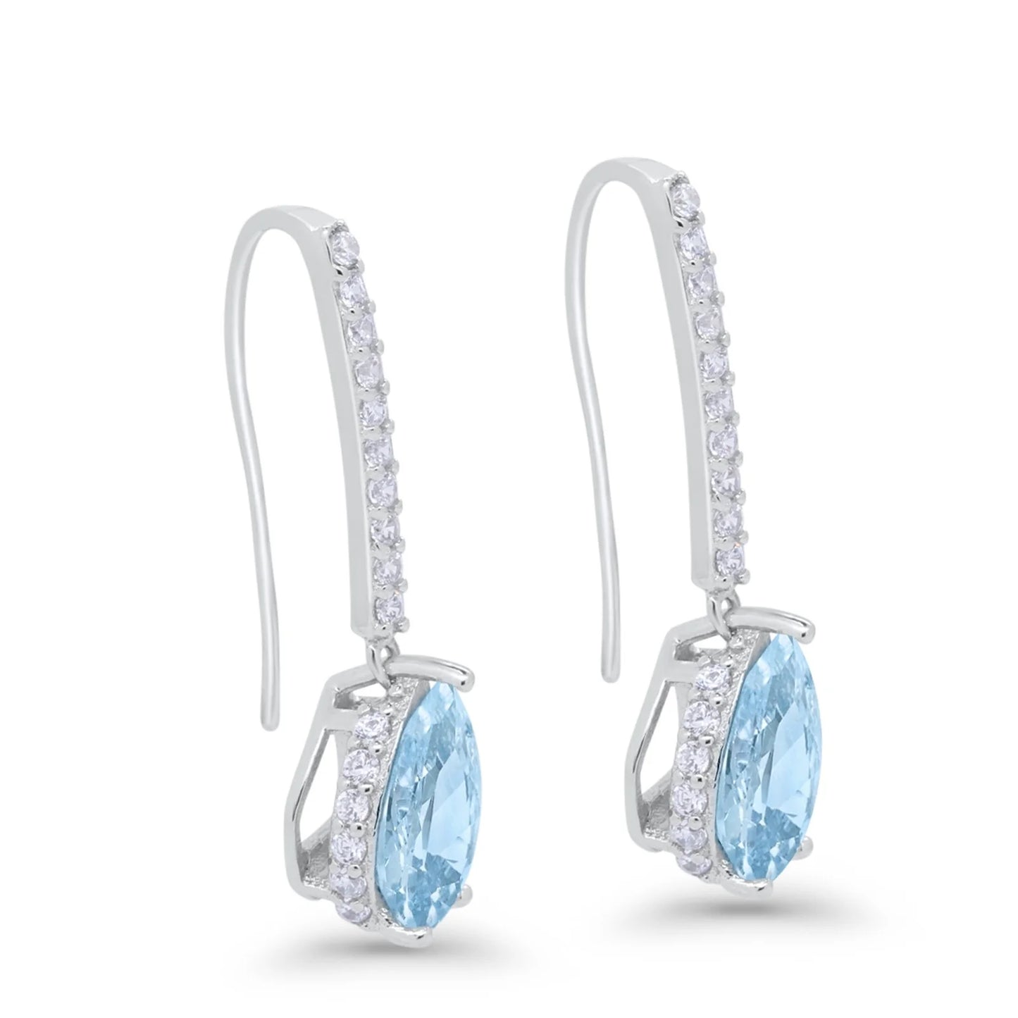 Sterling Silver Aquamarine Teardrop Earrings