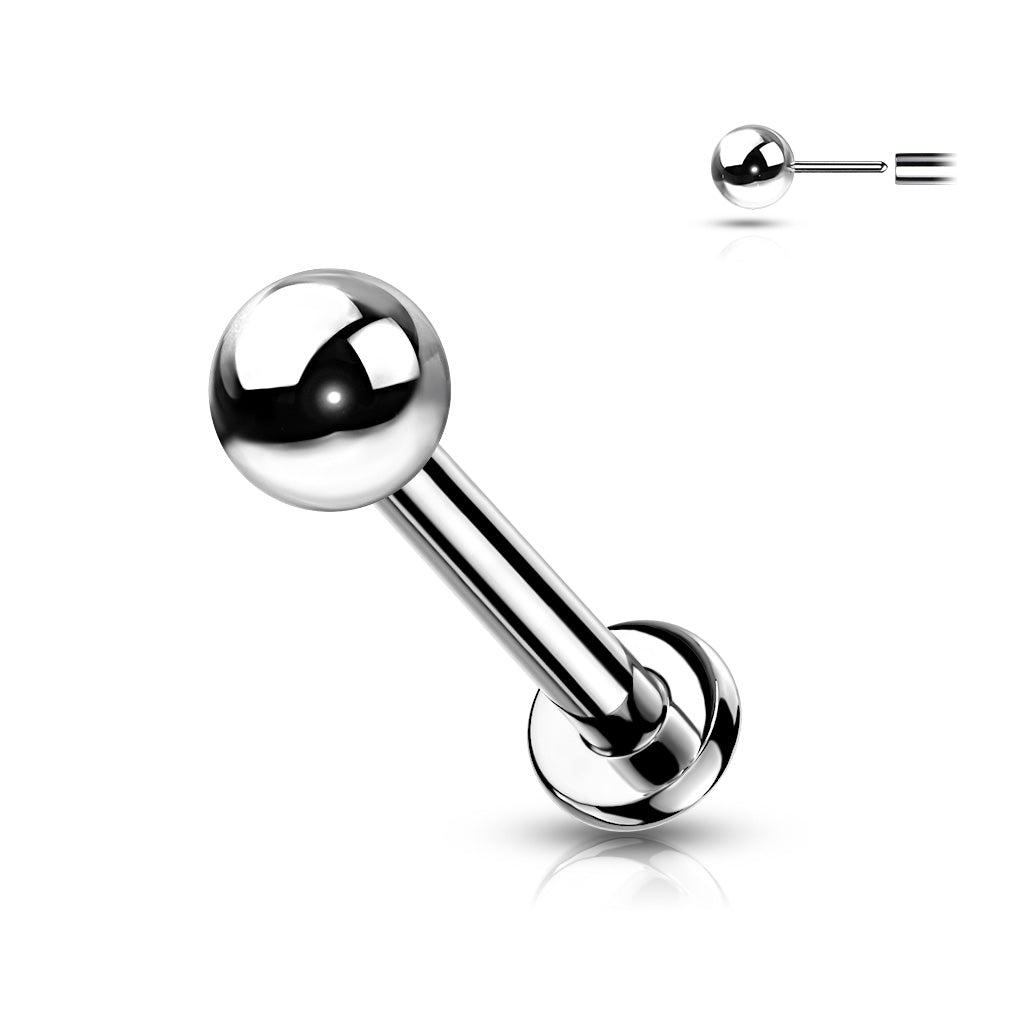 Implant Grade Titanium Threadless Push in Solid Ball Top Labret - Choose your Size