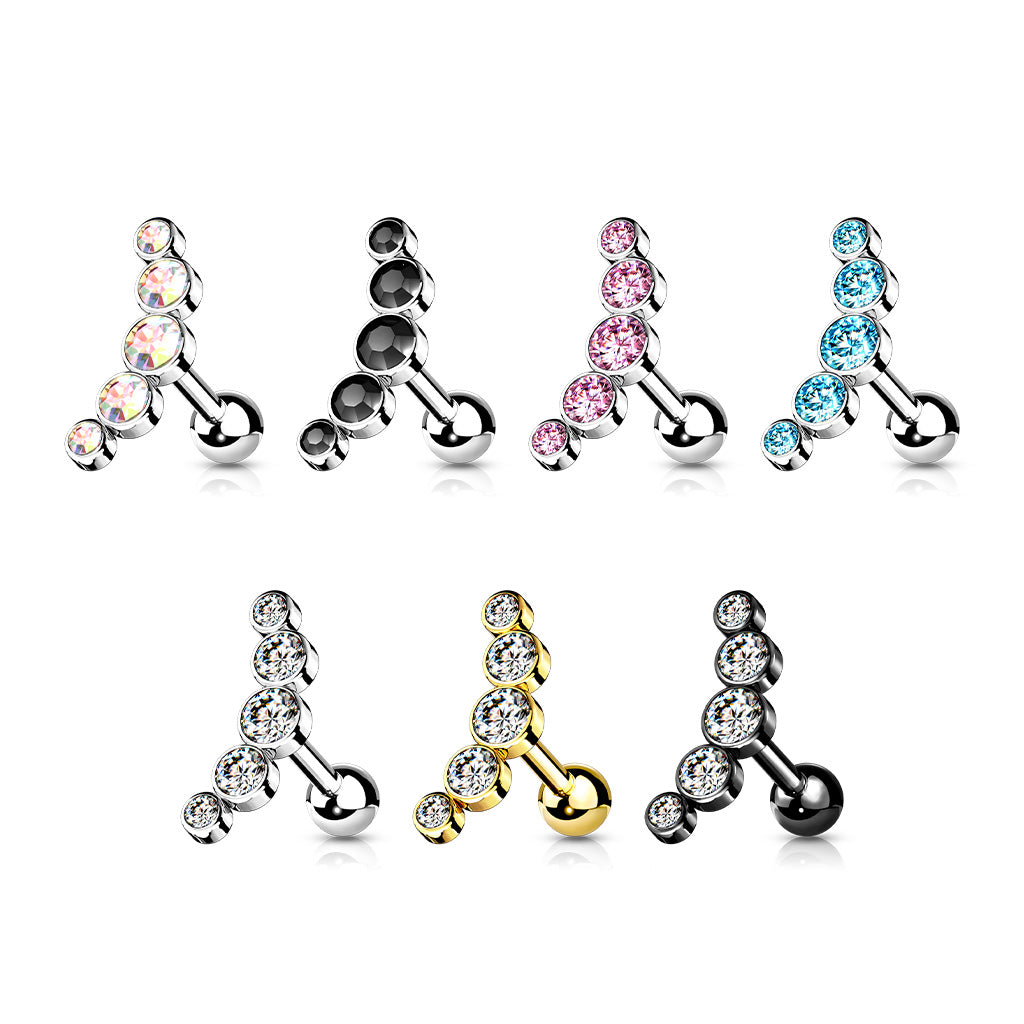 Surgical Steel Cartilage Stud With Gem Stones - Choose Your Colour