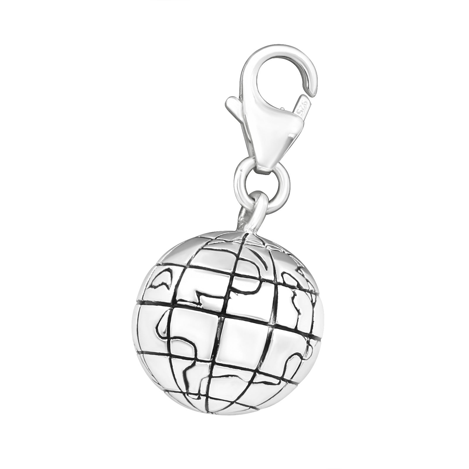 Sterling Silver World Globe Clip On Charm - Melchior Jewellery