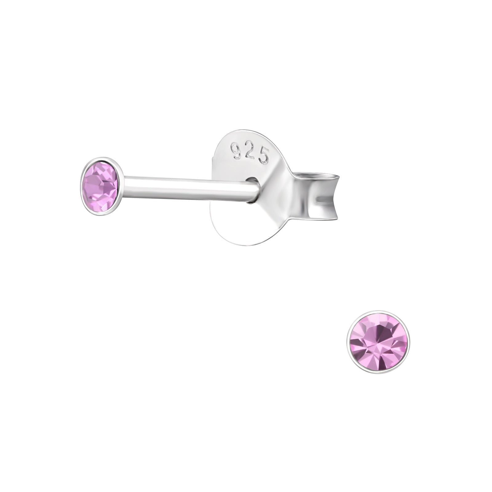 Sterling Silver 2mm Tiny Round Stud Earrings - Choose Your Colour - Melchior Jewellery