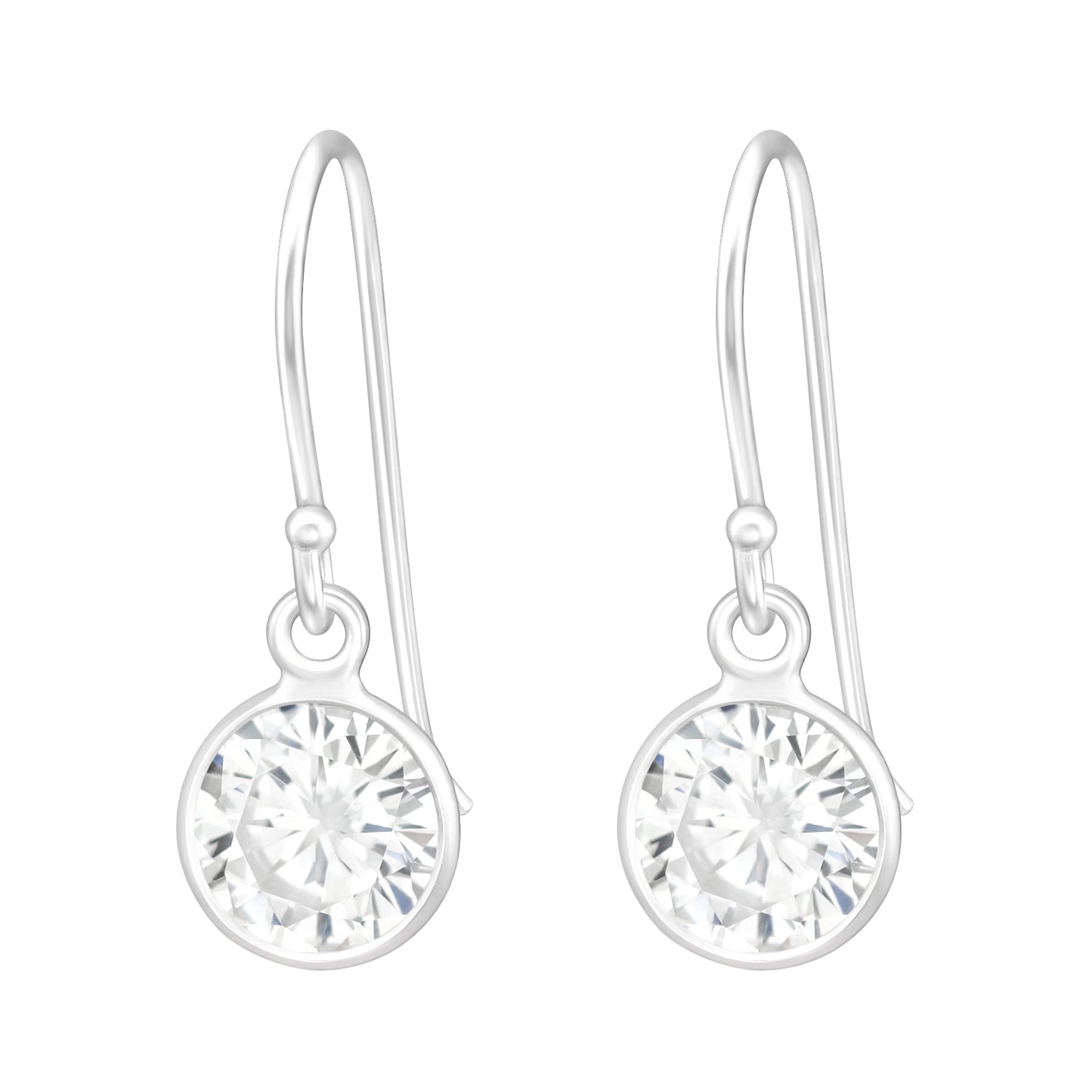 Sterling Silver 7mm CZ Round Drop Earrings - Melchior Jewellery