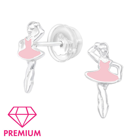 Childrens Sterling Silver Ballerina Girls Earrings - Melchior Jewellery