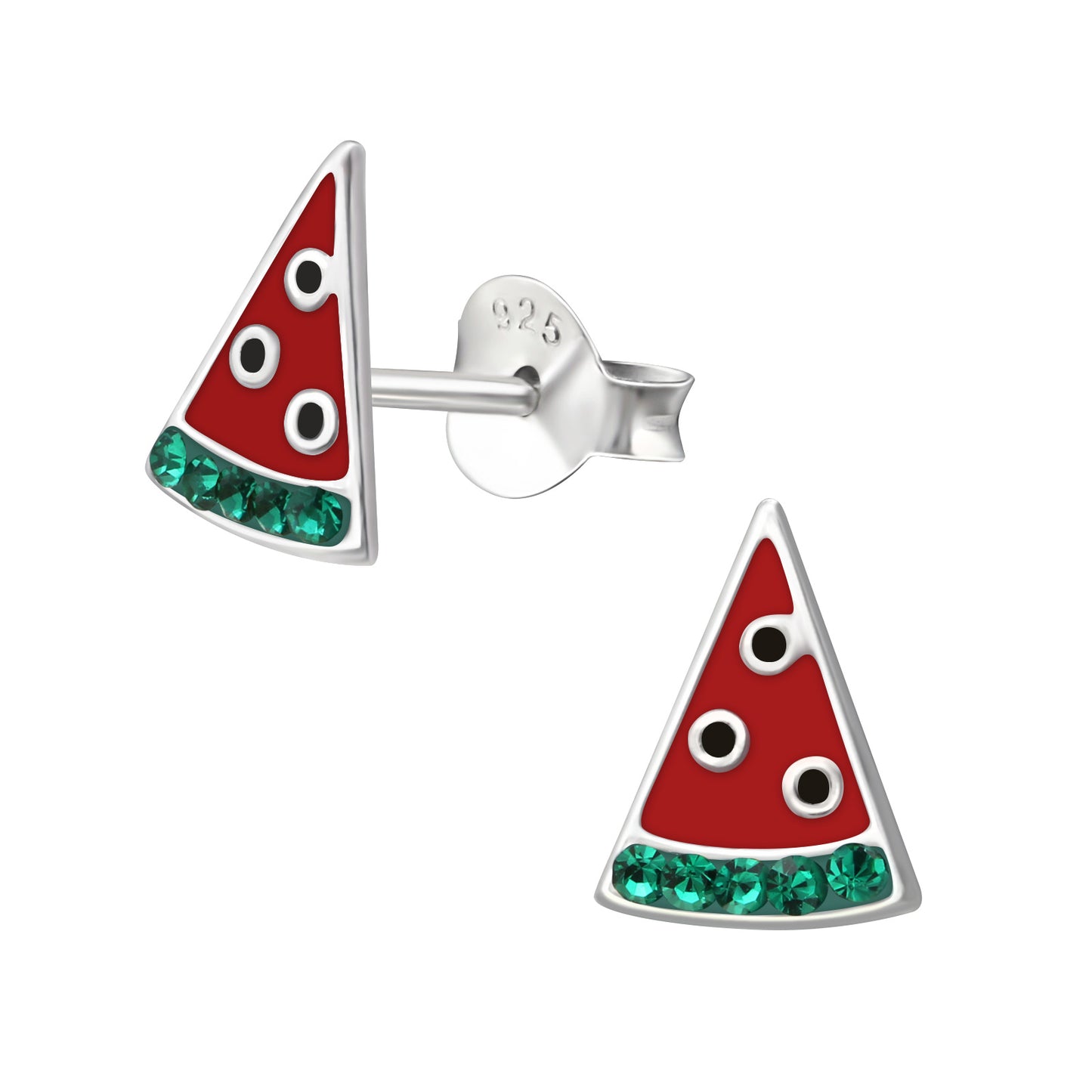 Sterling Silver Crystal Watermelon Kids Earrings - Melchior Jewellery