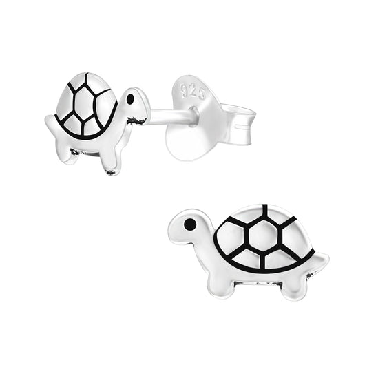 Childrens Sterling Silver Plain Turtle Girls Earrings - Melchior Jewellery