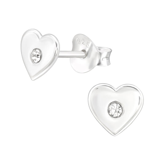 Children's Sterling Silver Heart Stud Earrings - Melchior Jewellery