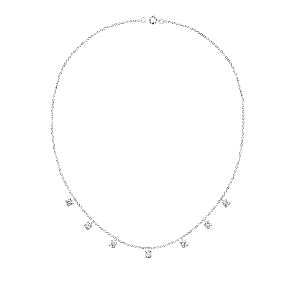 Sterling Silver 4mm Round Cubic Zirconia Necklace Fine Minimalist Jewellery