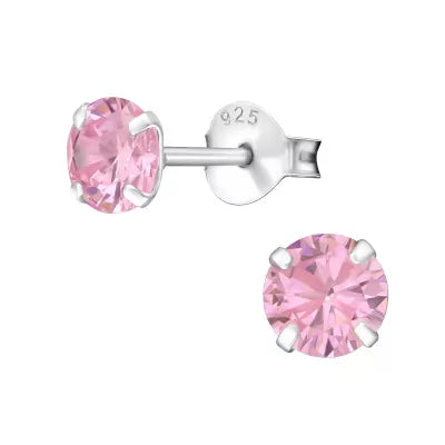 October sterling silver birthstone stud earrings