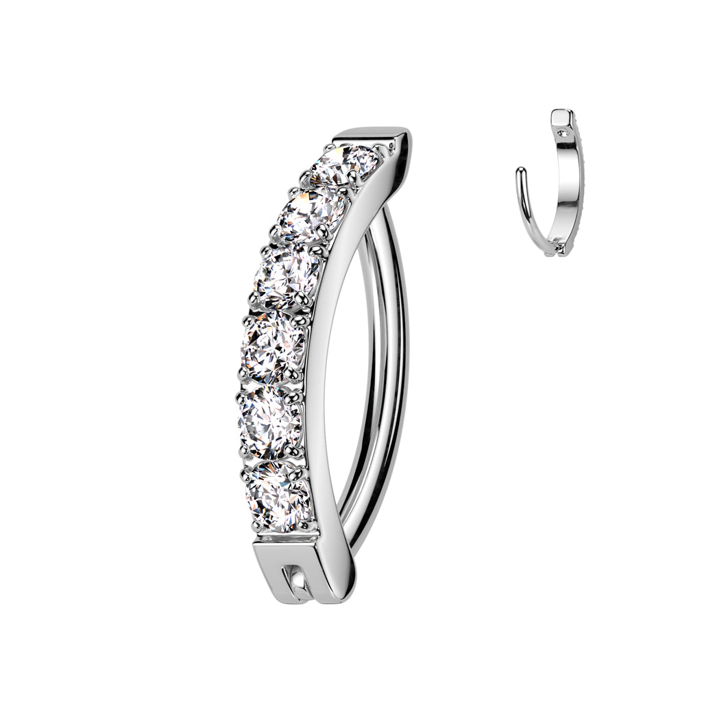 Titanium Hinged Belly Ring with Crystals - Choose Your Colour
