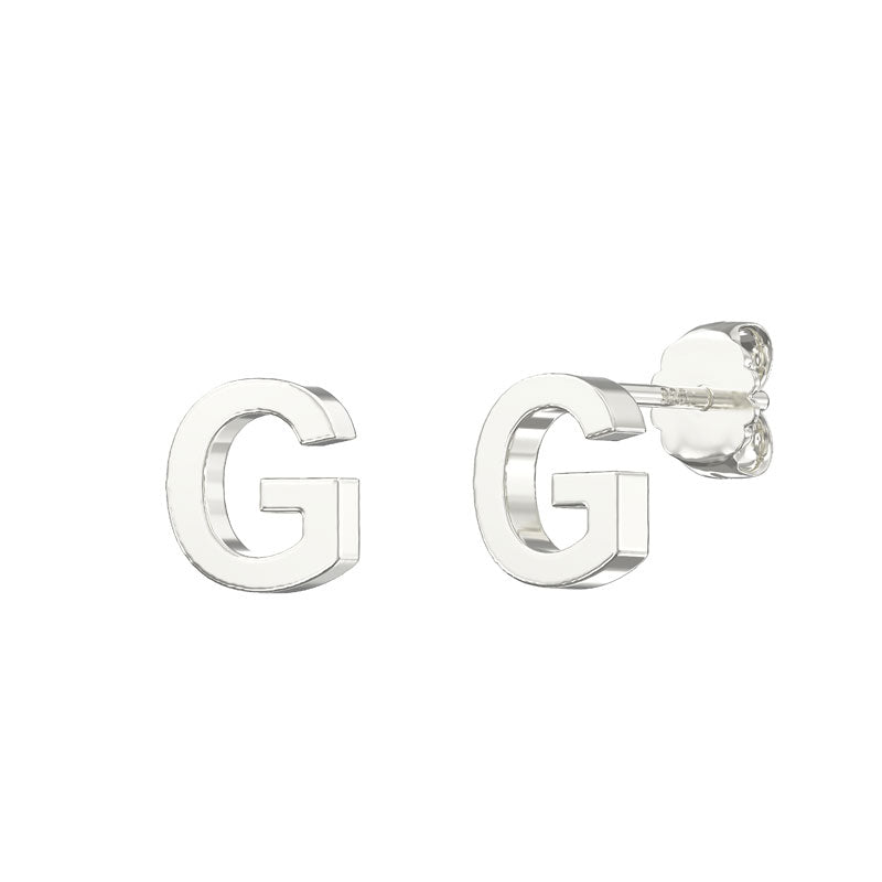Sterling Silver Alphabet Letter G Stud Earrings - Melchior Jewellery