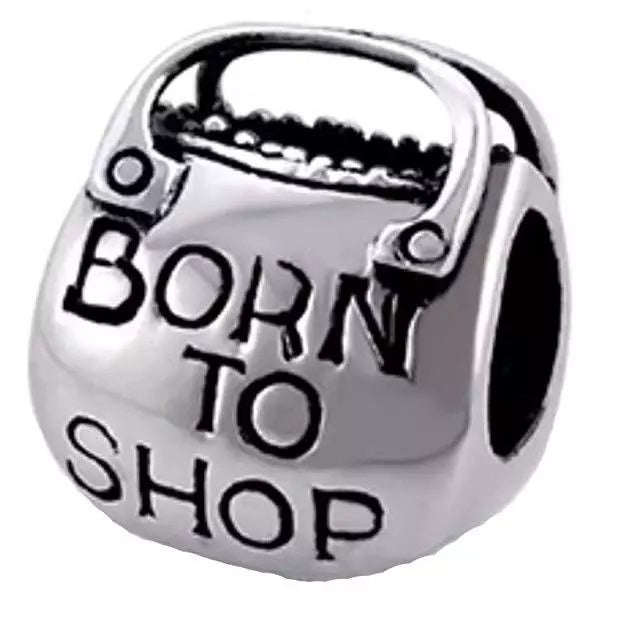 Sterling Silver "Born To Shop" Handbag Charm Bead - Melchior Jewellery