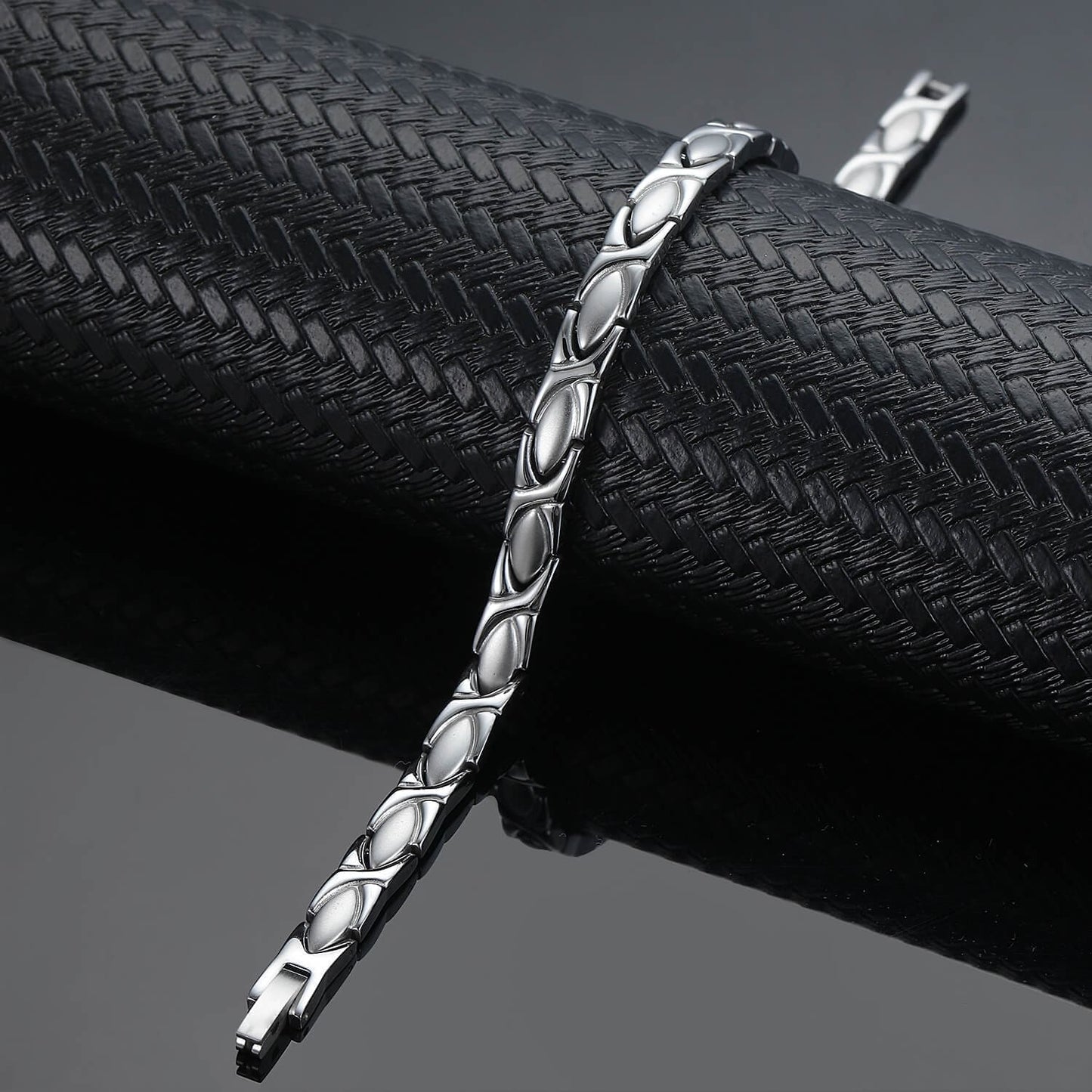 Ladies Silver Crossover Titanium Magnetic Bracelet - Melchior Jewellery