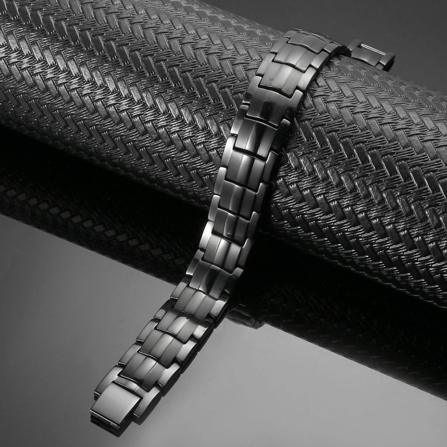Black Double Row Titanium Magnetic Bracelet