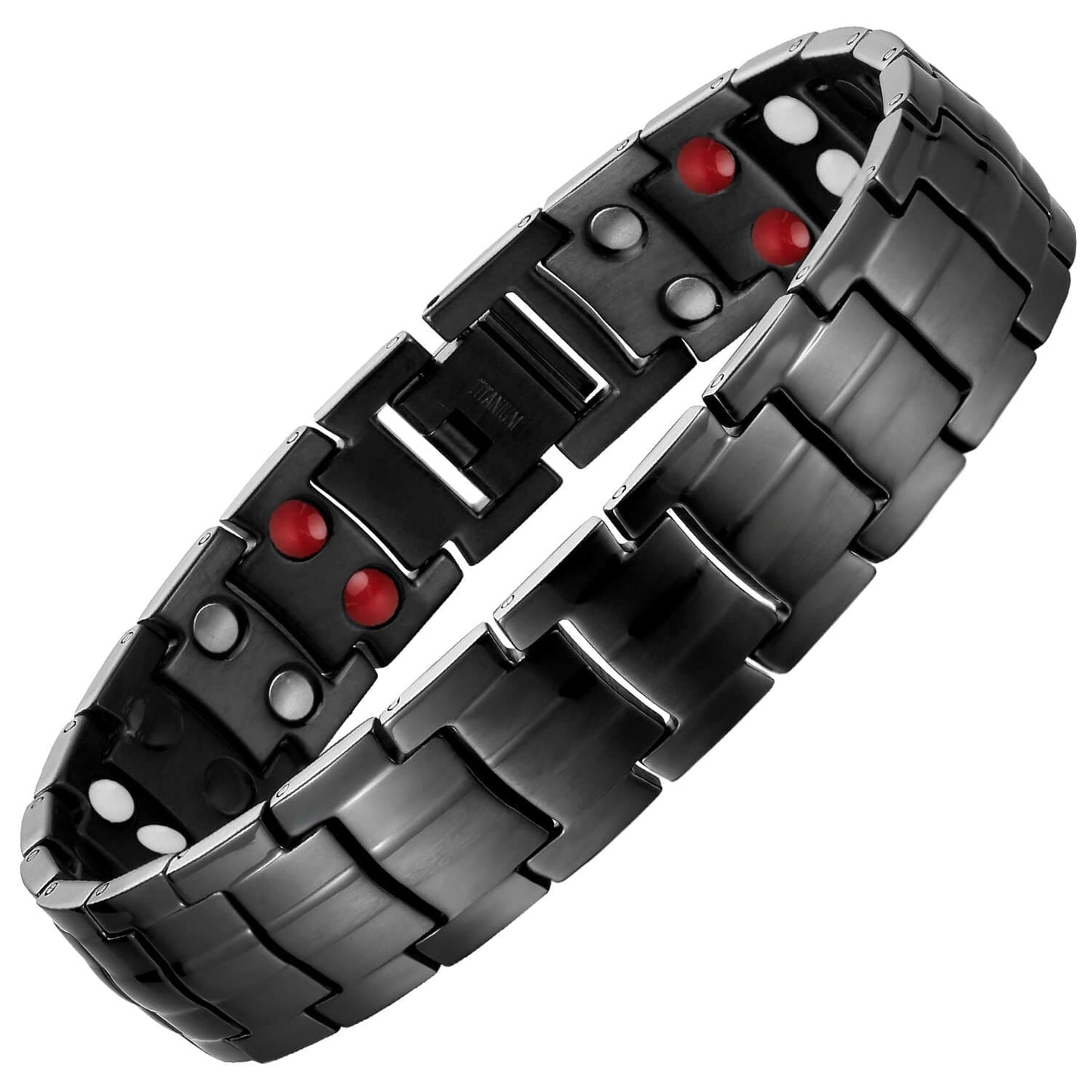 Black Double Row 4in1 Titanium Magnetic Bracelet - Melchior Jewellery