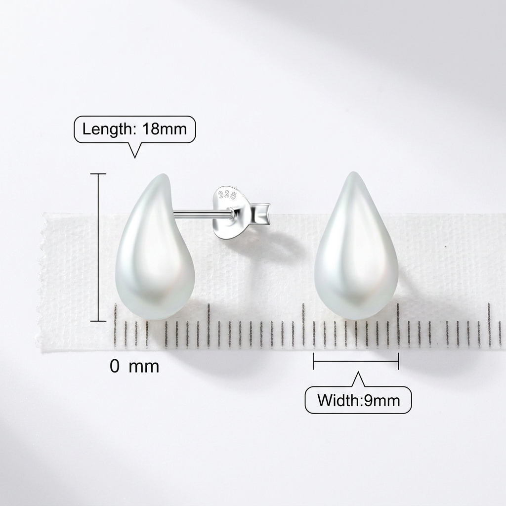 Sterling Silver Teardrop Stud Earrings Elegant Pearl - Melchior Jewellery