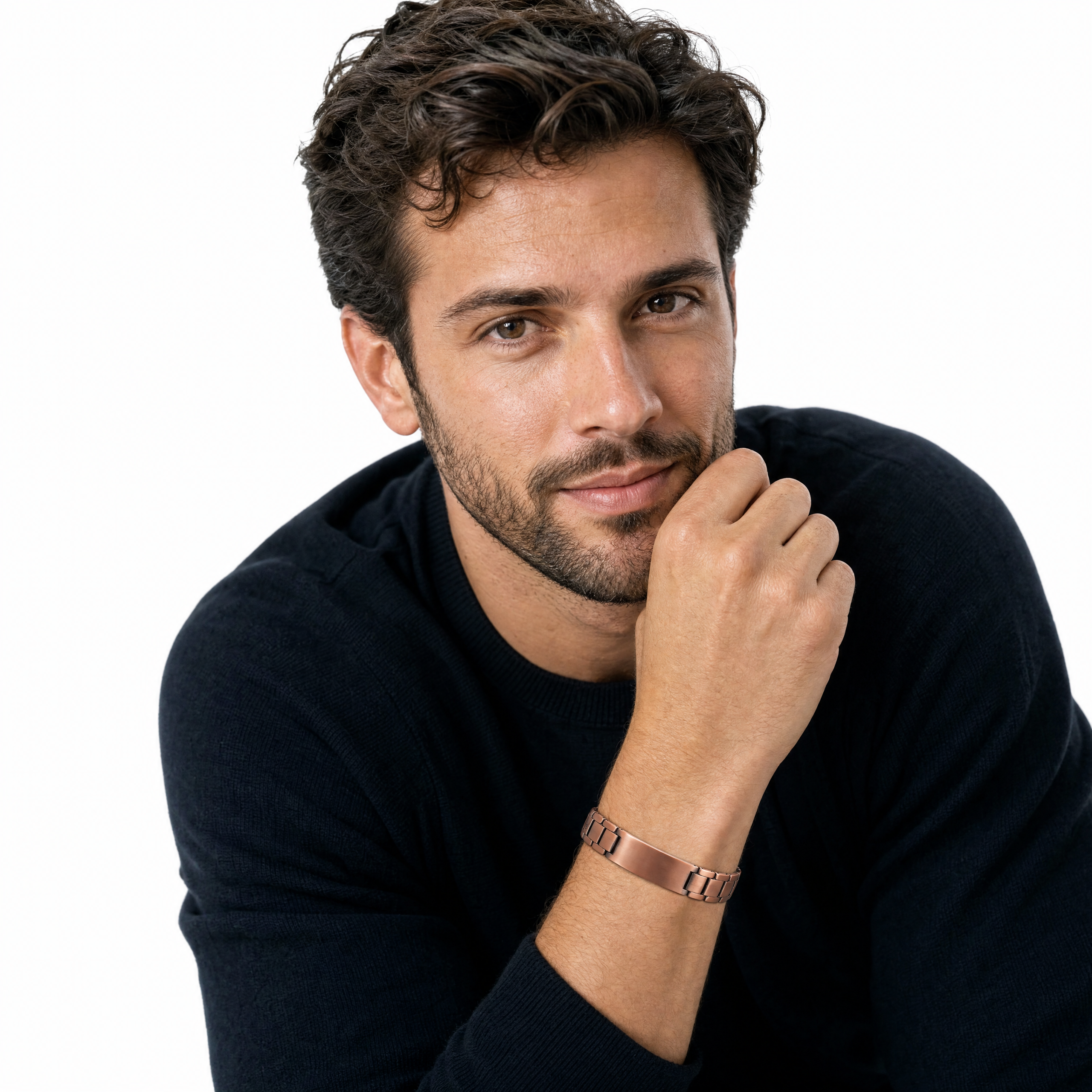 Man wearing a copper magnetic bracelet
