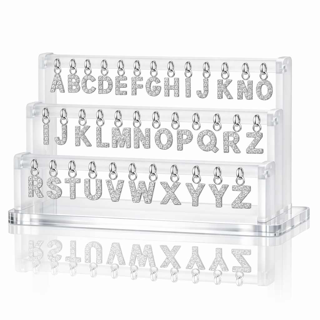 Stainless Steel Sparkling Alphabet Charm - Melchior Jewellery