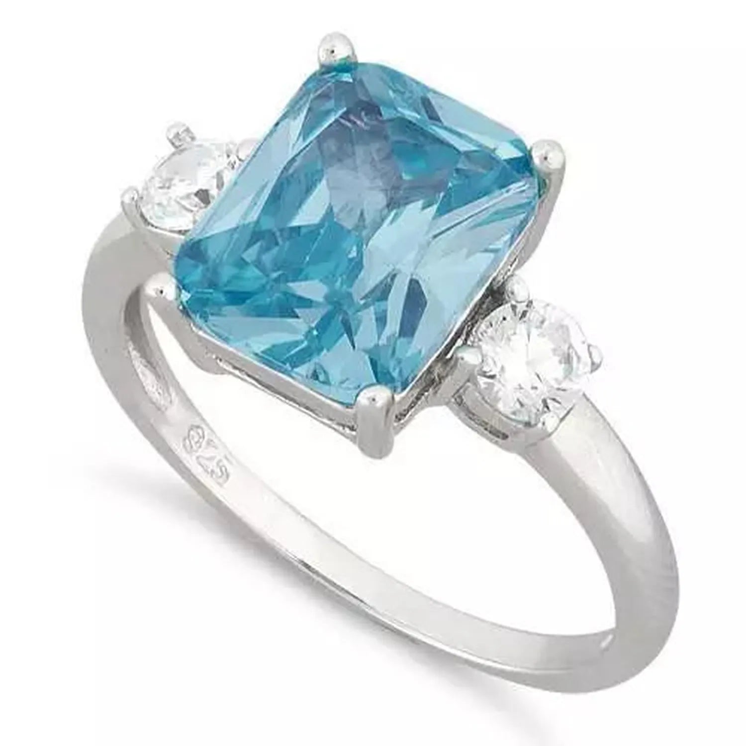 Sterling Silver Rectangular Topaz CZ Ring - Melchior Jewellery