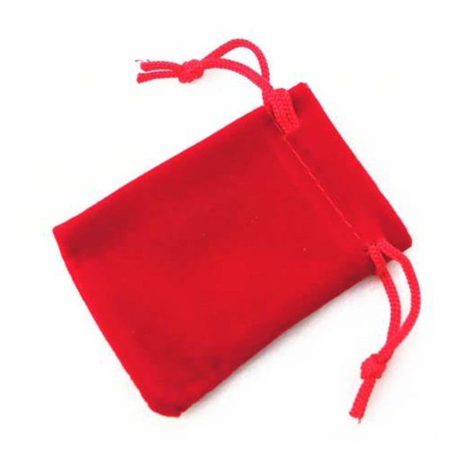 Red velvet drawstring pouch used for Melchior Jewellery flat curb Stainless Steel chain necklace storage