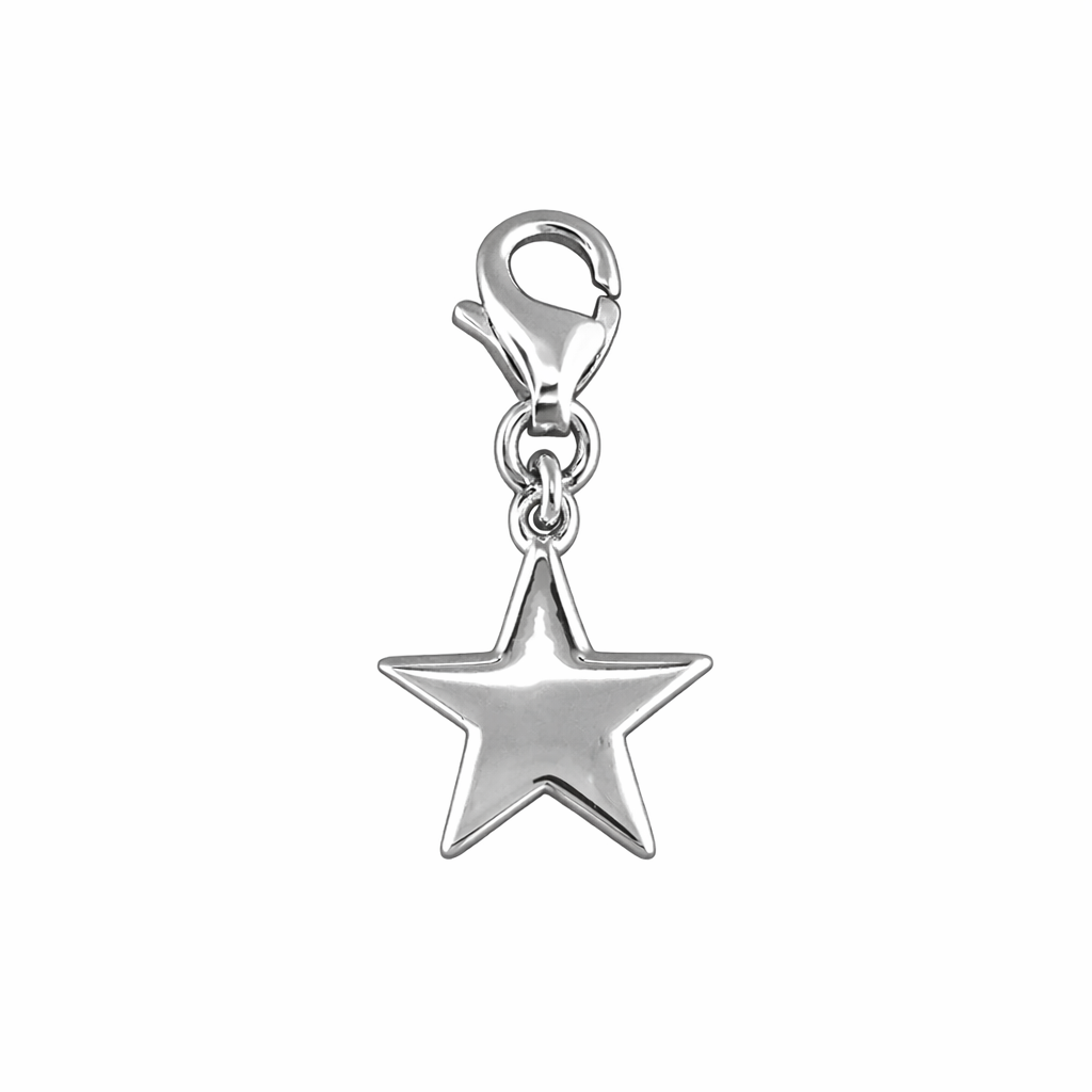 Melchior Jewellery silver plain star clip on charm with smooth polished surface and lobster clasp