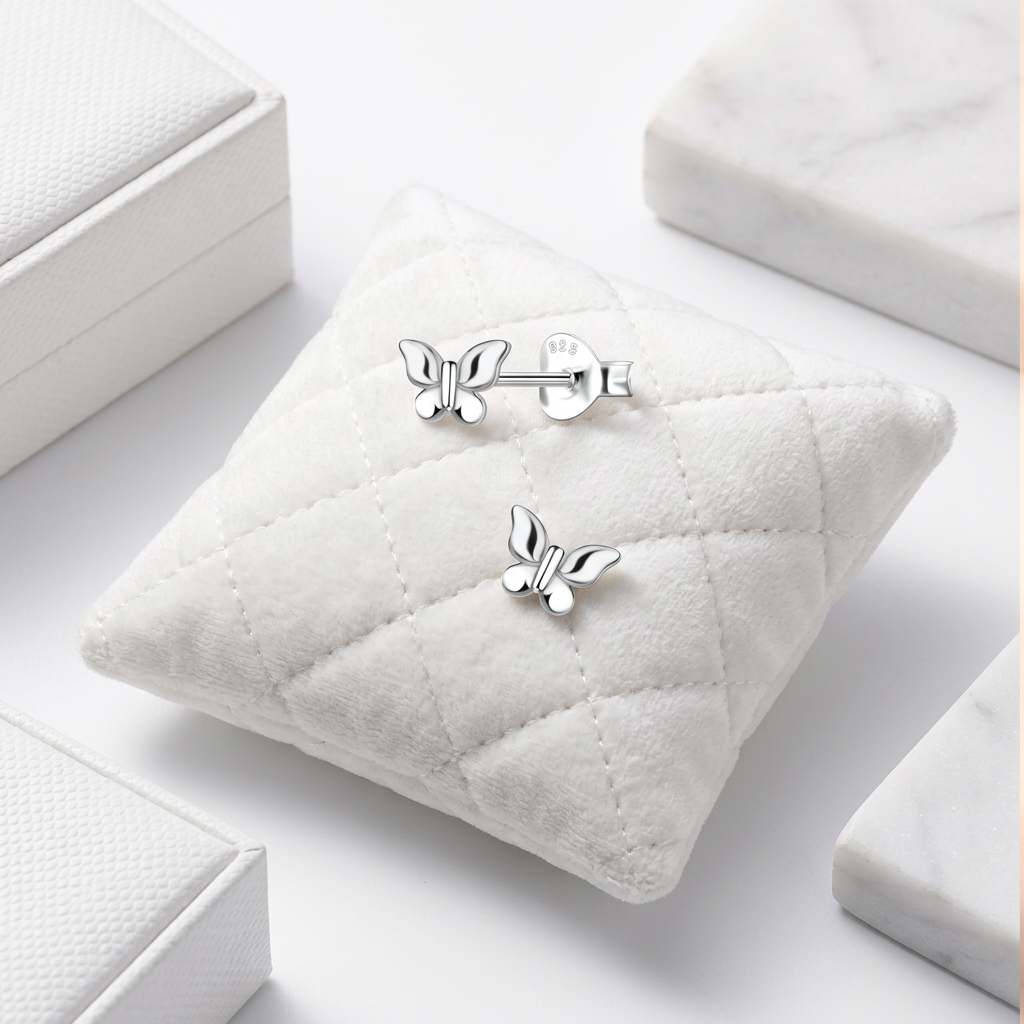 Children's Sterling Silver Small Butterfly Stud Earrings - Melchior Jewellery