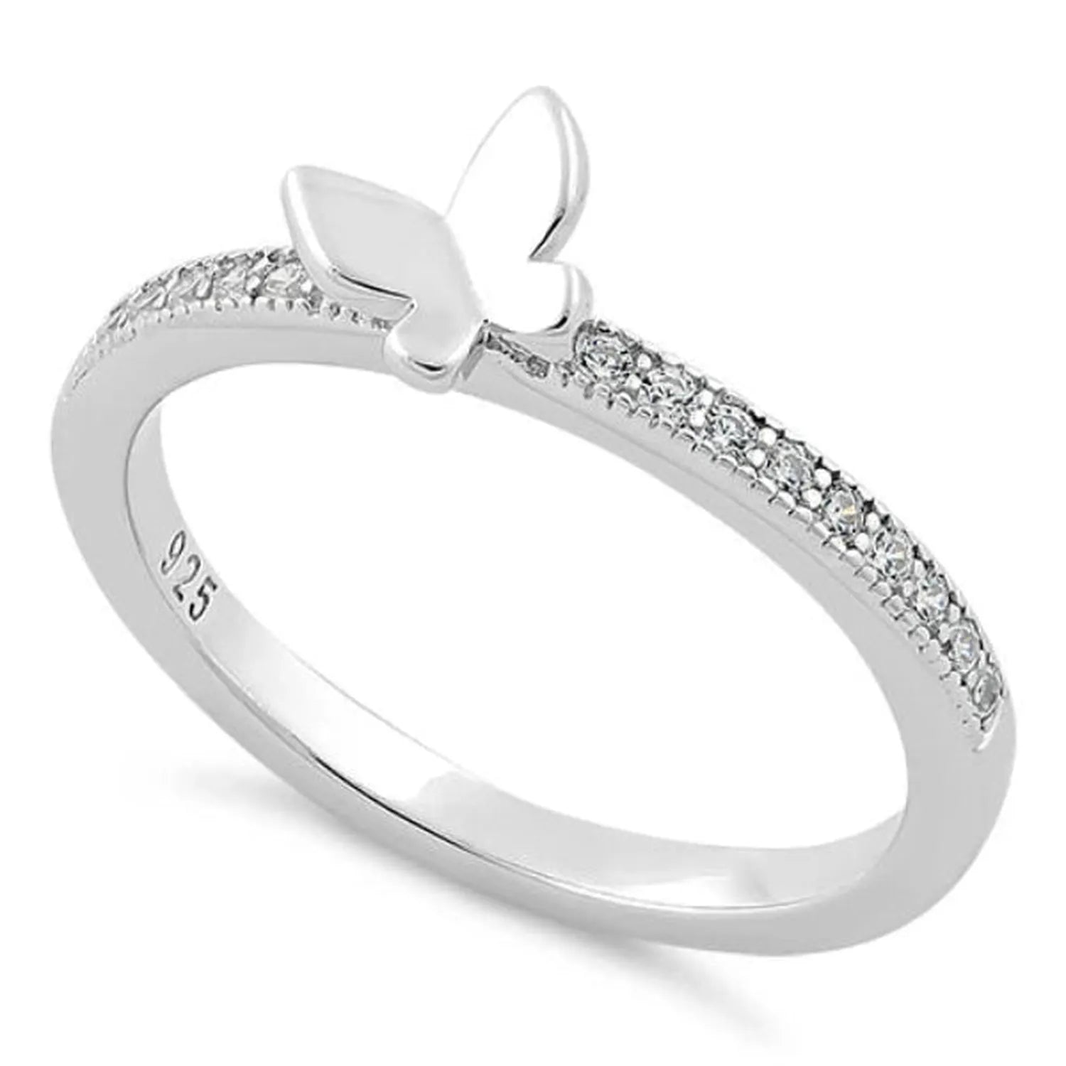 Melchior Jewellery sterling silver butterfly ring with delicate butterfly and crystal details