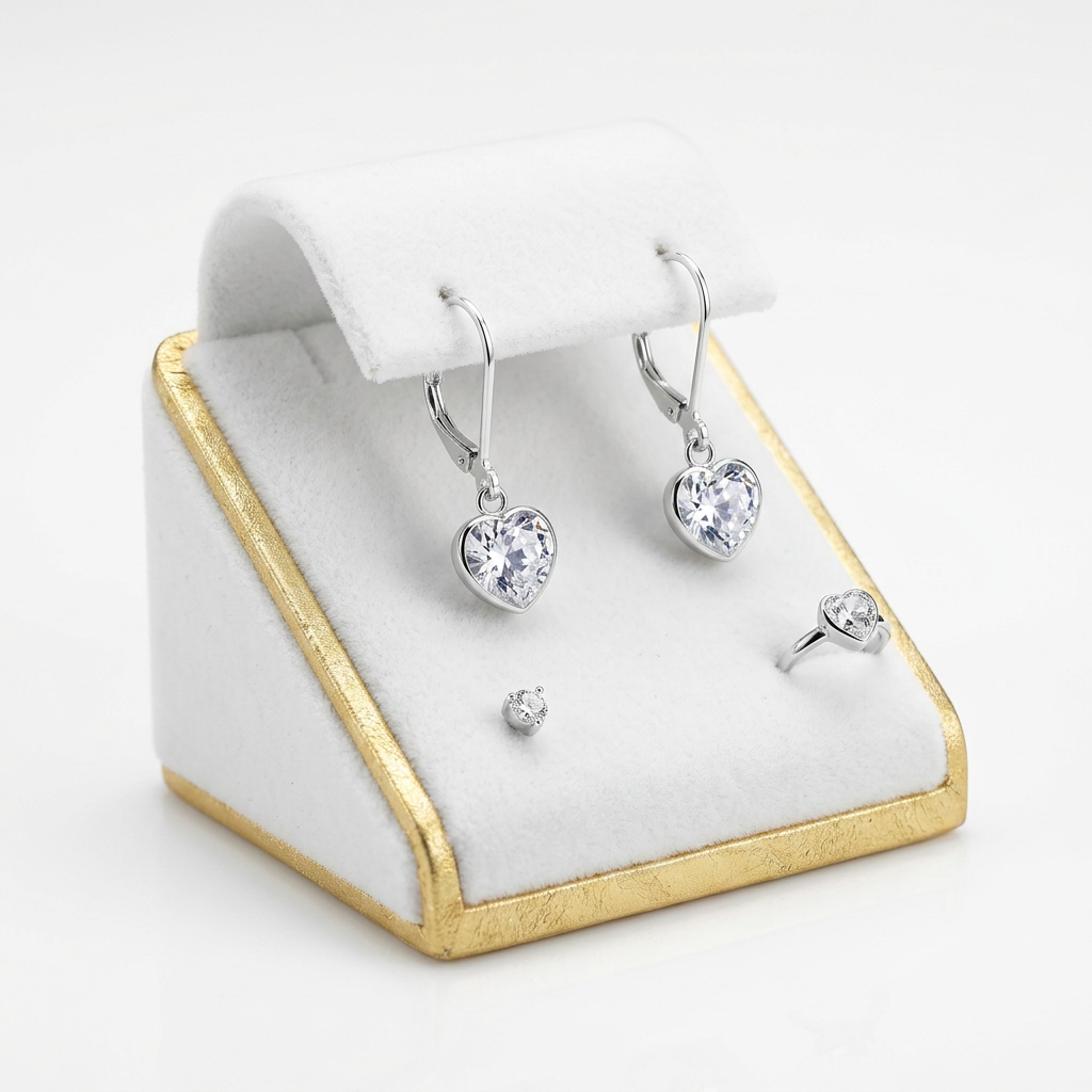 Sterling Silver CZ Heart Earrings for Girls - Melchior Jewellery