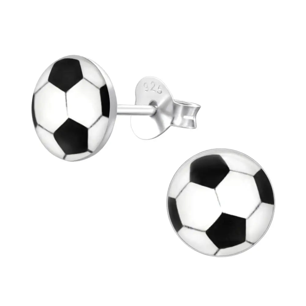 Children’s 925 Sterling Silver Football Stud Earrings - Childrens Earrings