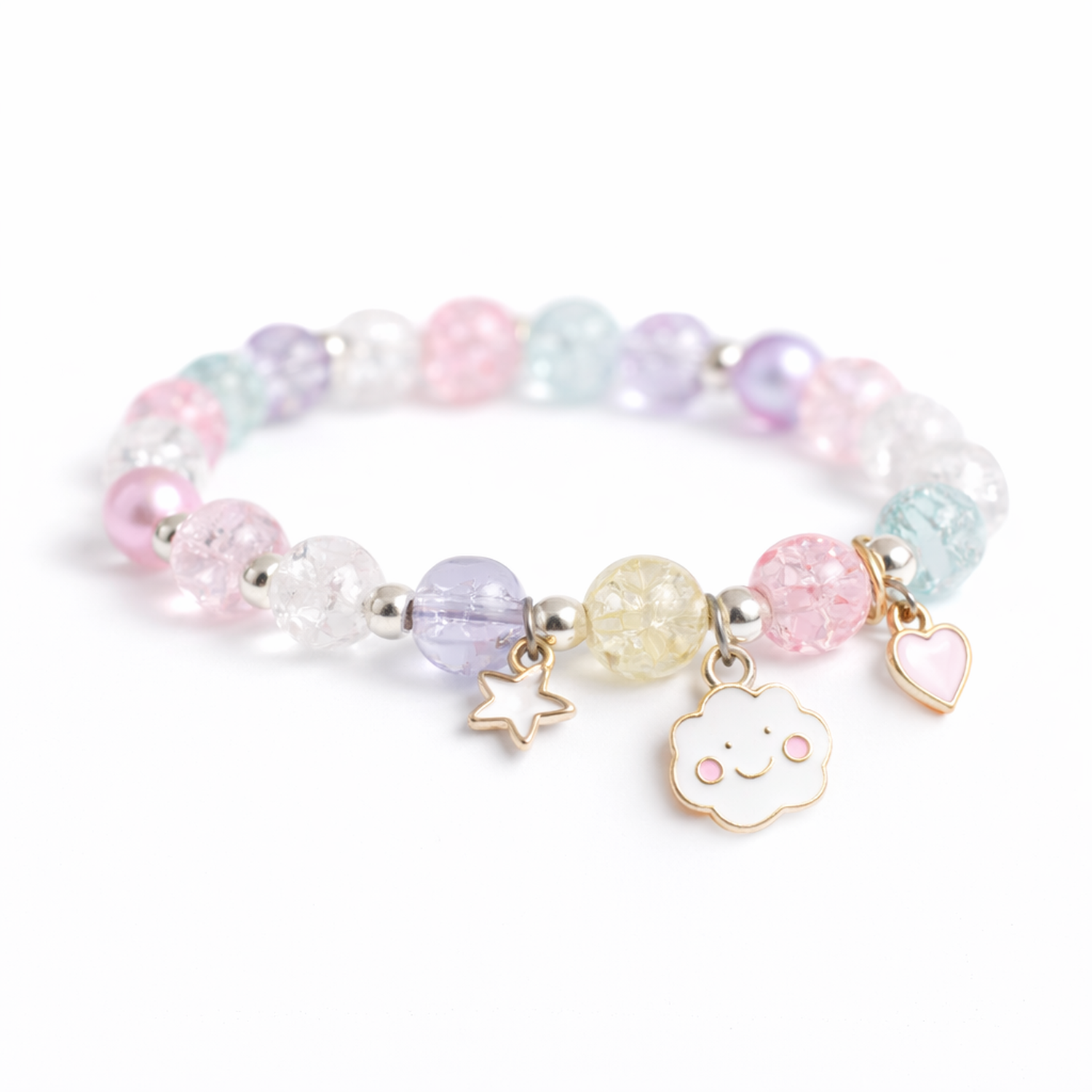Melchior Jewellery cloud charm bracelet for kids with colourful beads and cute cloud star and heart charms