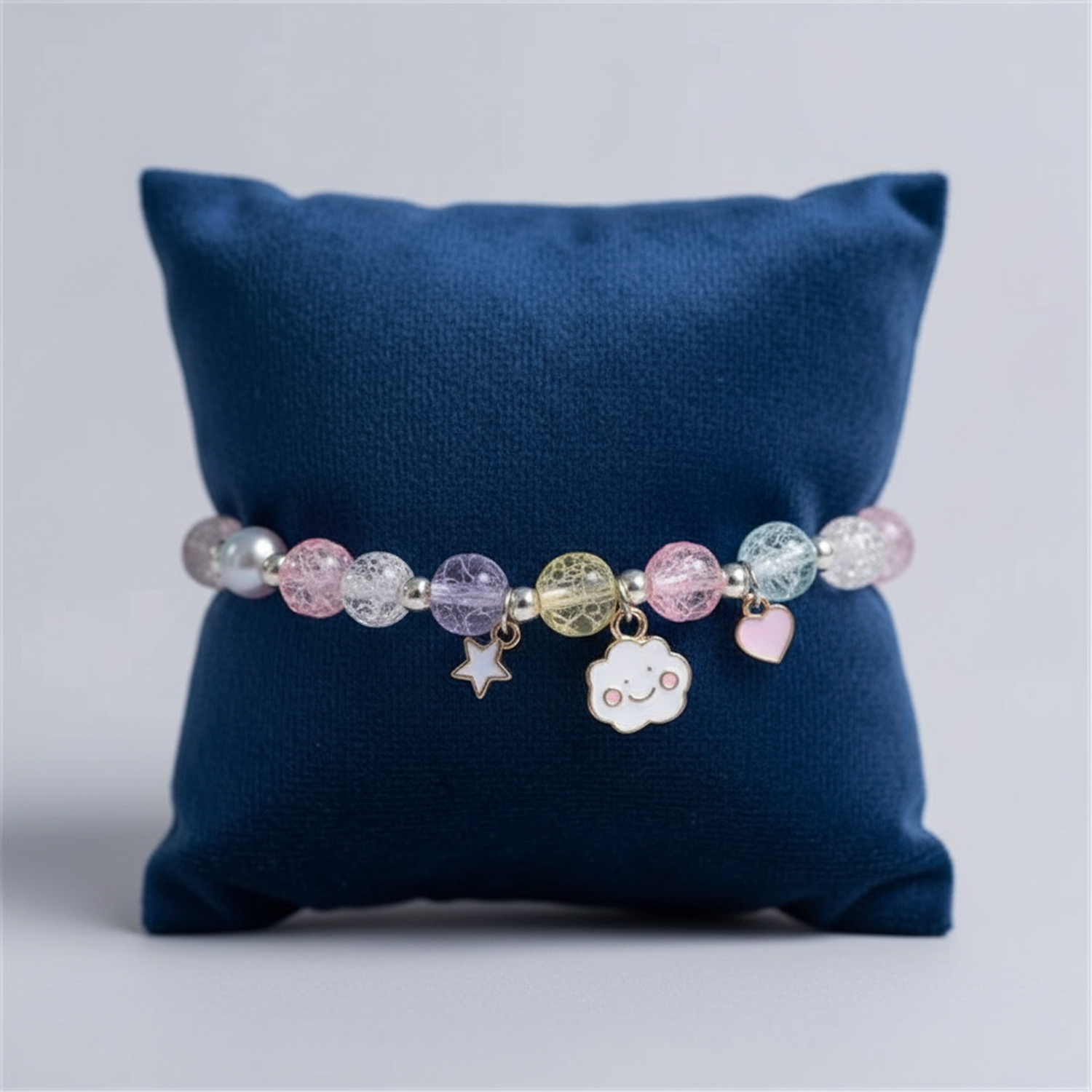 Melchior Jewellery cloud charm bracelet for kids with multicoloured beads and cute cloud star heart charms