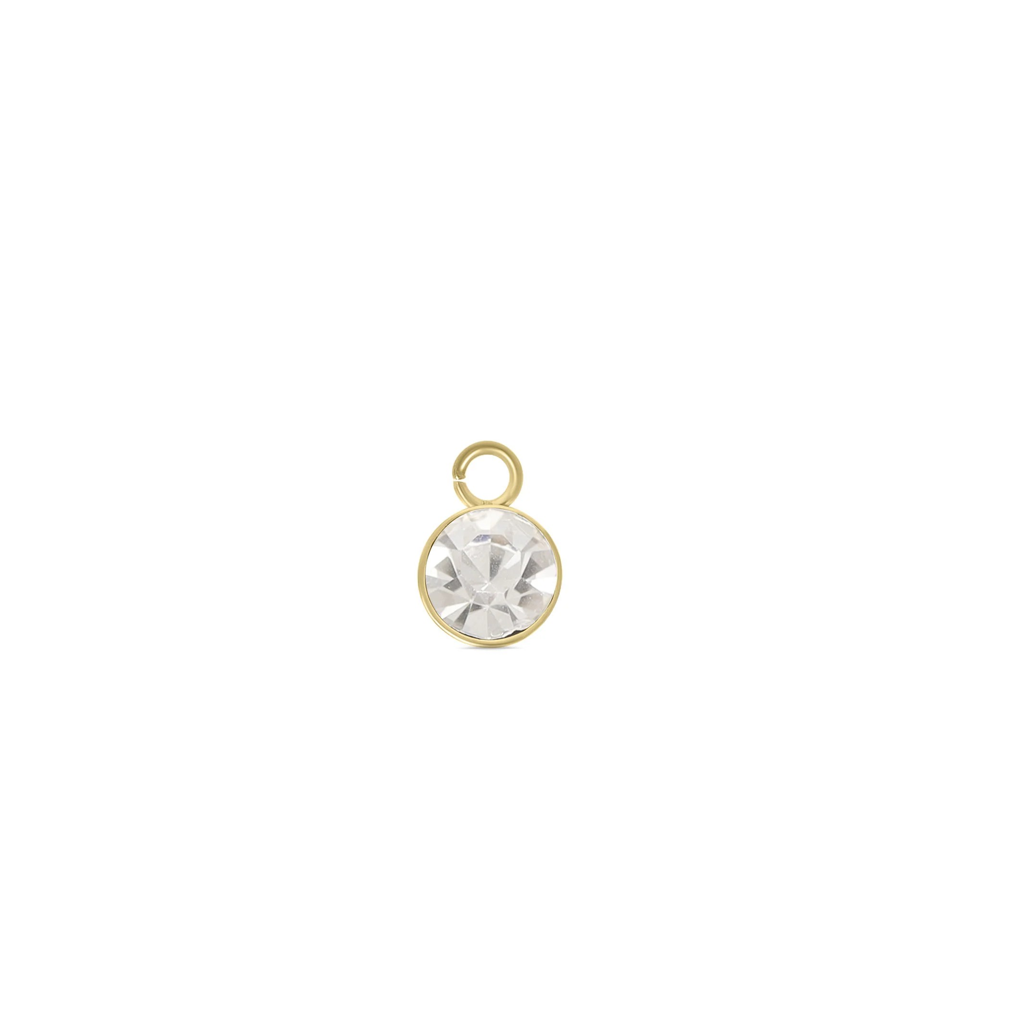 Melchior Jewellery stainless steel birthstone charm with gold setting and clear crystal stone