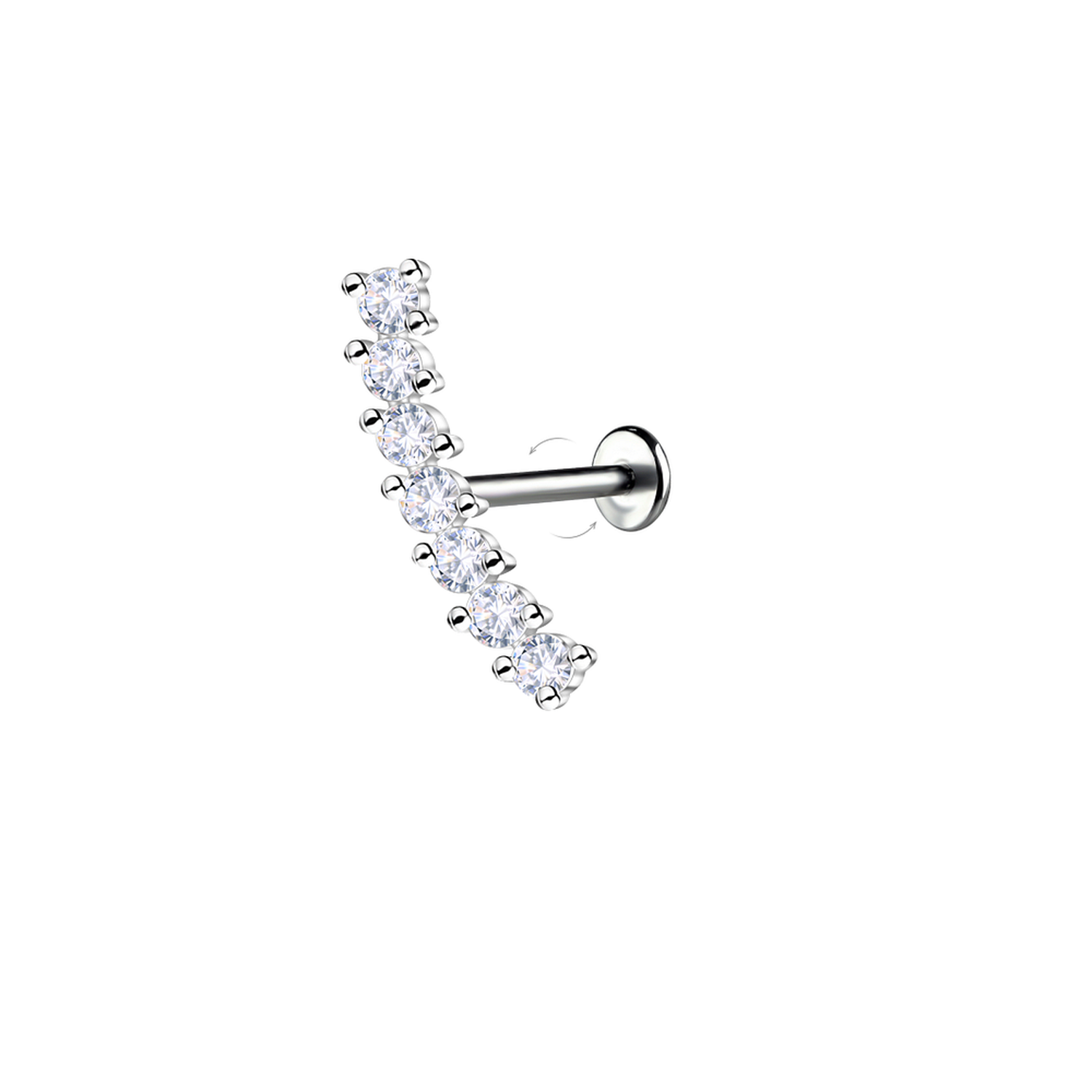 Silver Geometric Labret Stud with Cubic Zirconia - Melchior Jewellery