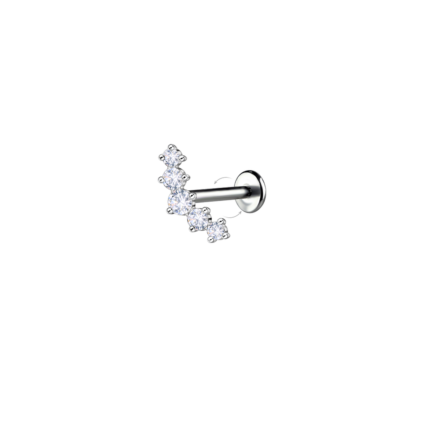Silver Silver CZ Labret Stud with Sparkling Stones - Melchior Jewellery