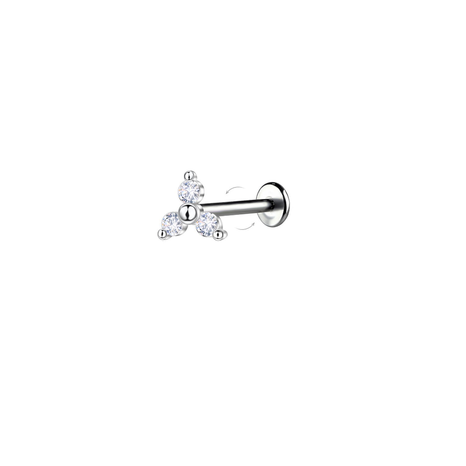 Sterling Silver CZ Geometric with Titanium Labret - Melchior Jewellery