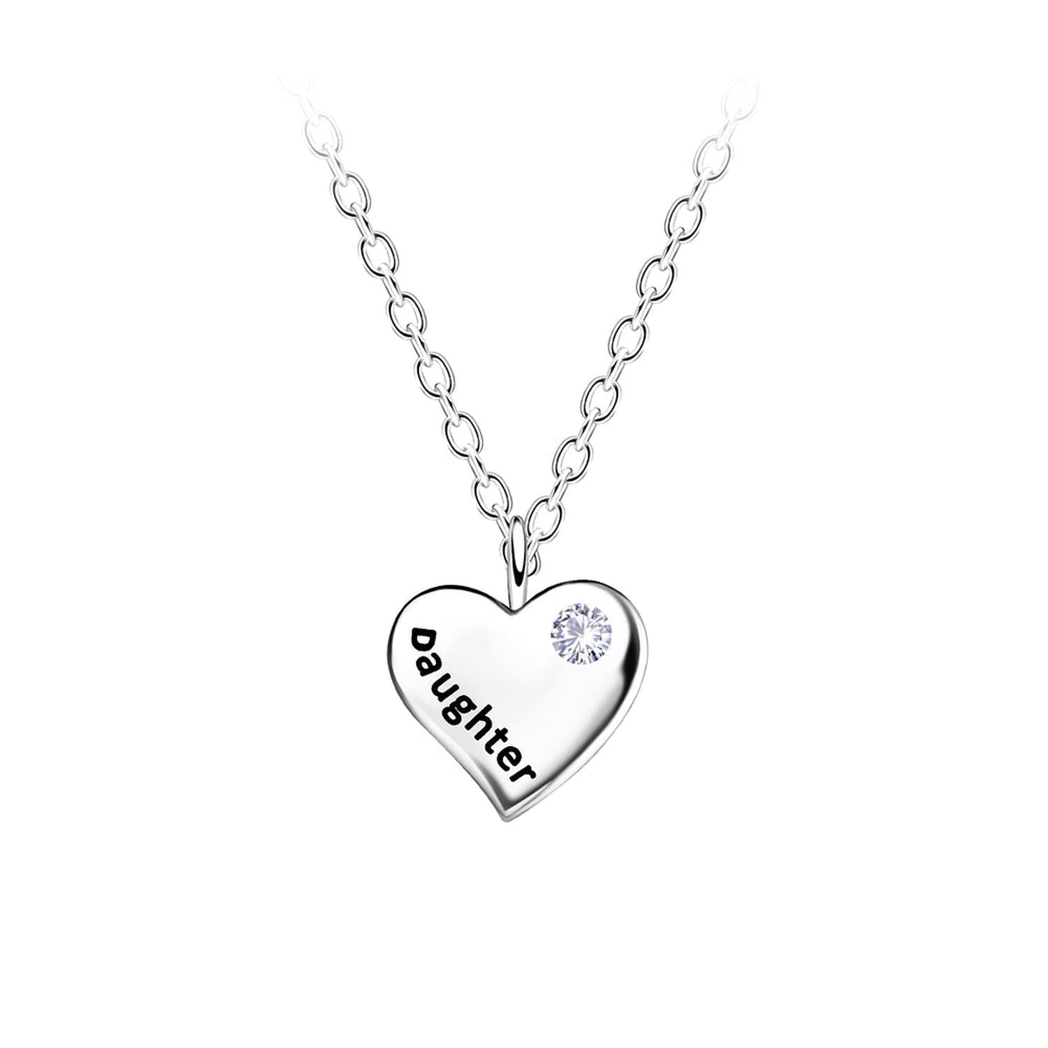 Melchior Jewellery silver heart pendant with gemstone on personalized daughter necklace