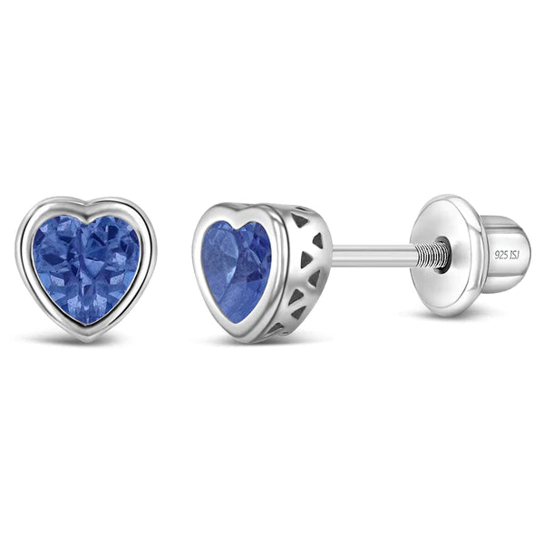 Sterling Silver Girls December Birthstone Screw Back Earrings